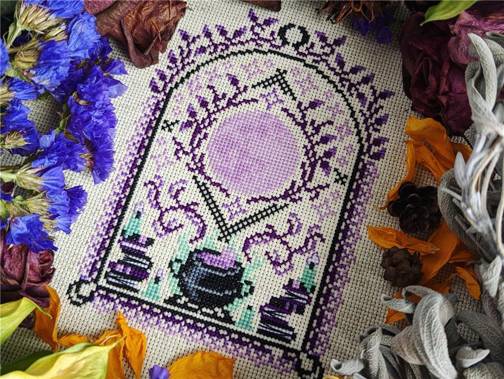 Under the Sanguine Moon - Halloween Cross Stitch Pattern