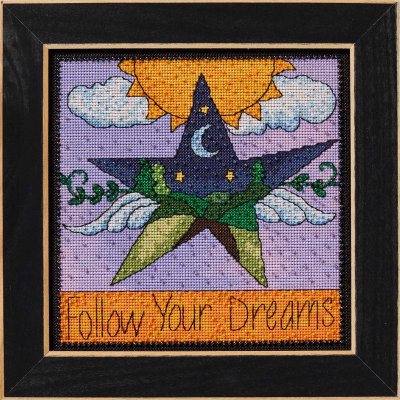 Follow Your Dreams - Beaded Cross Stitch Kit, zoomed in. Select this picture to zoom back out.