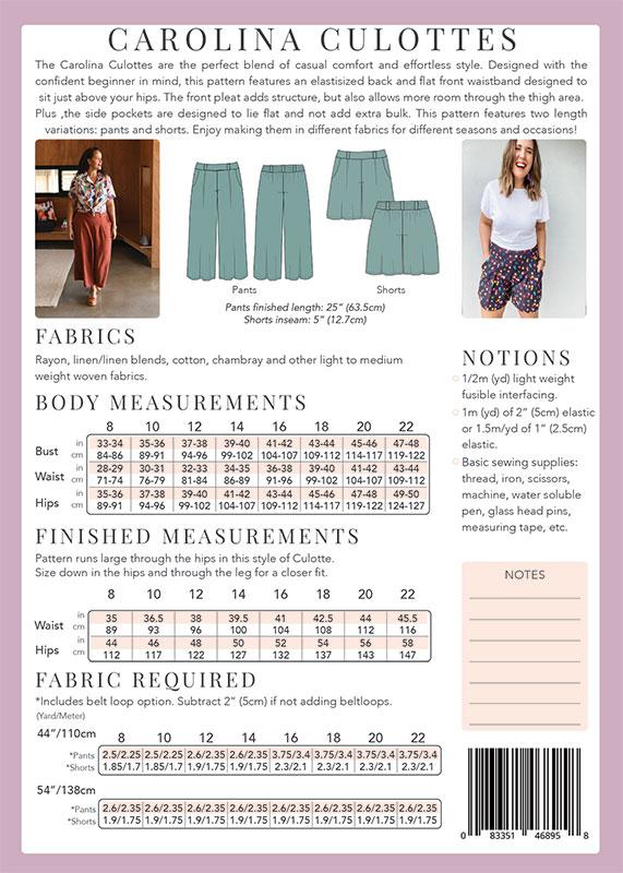 Carolina Culottes - Sewing Pattern