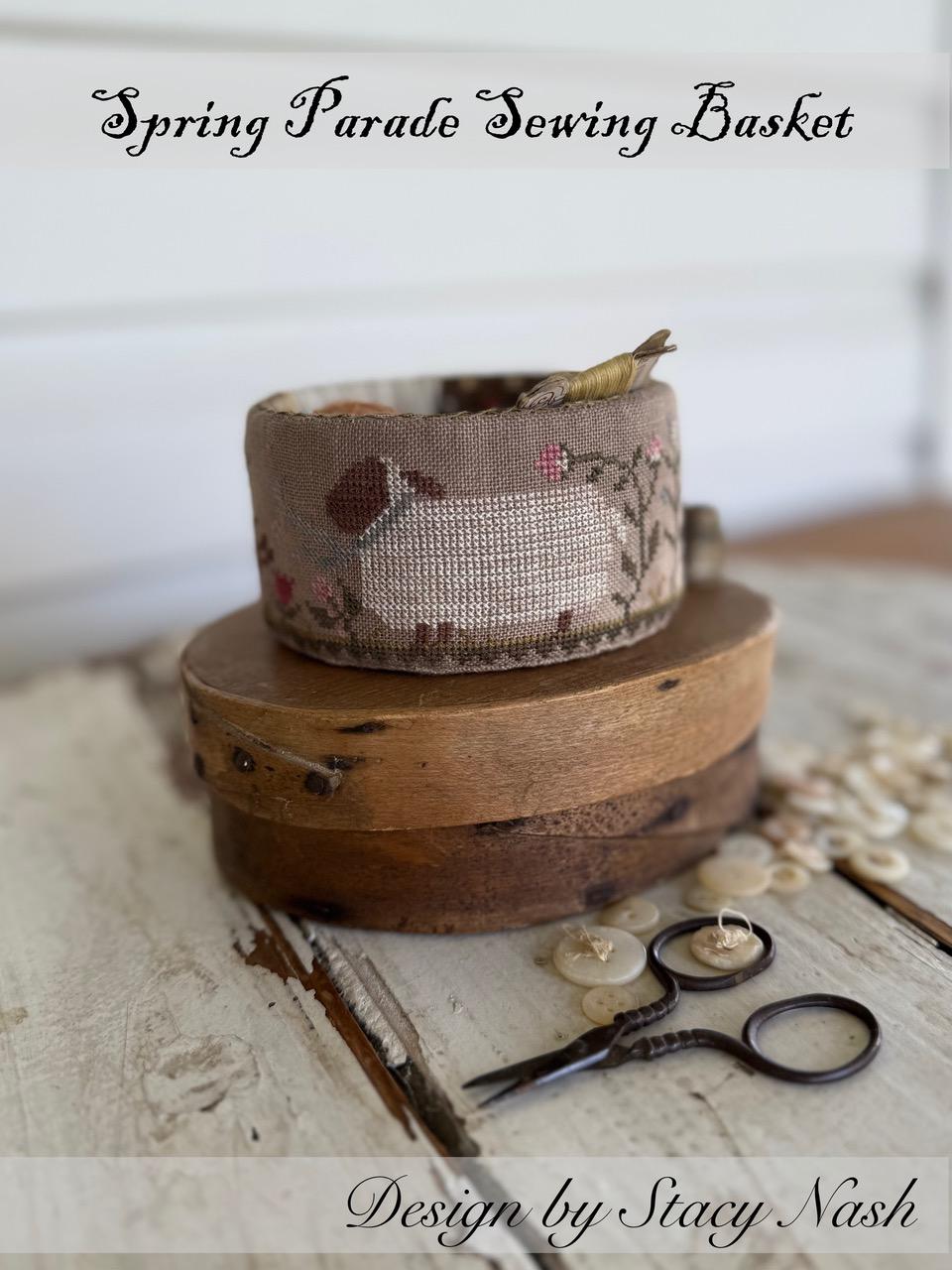 Spring Parade Sewing Basket - Cross Stitch Pattern