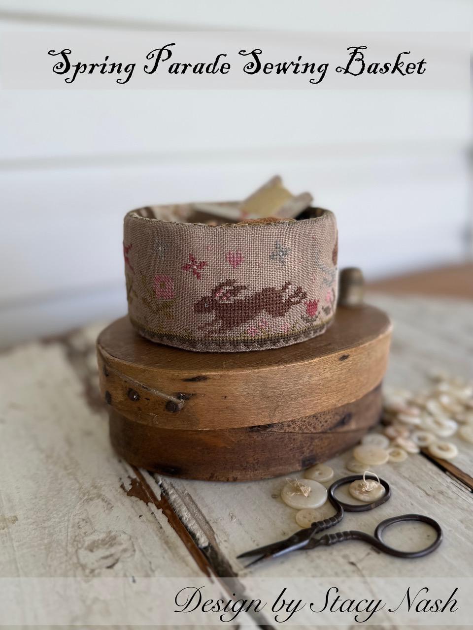 Spring Parade Sewing Basket - Cross Stitch Pattern