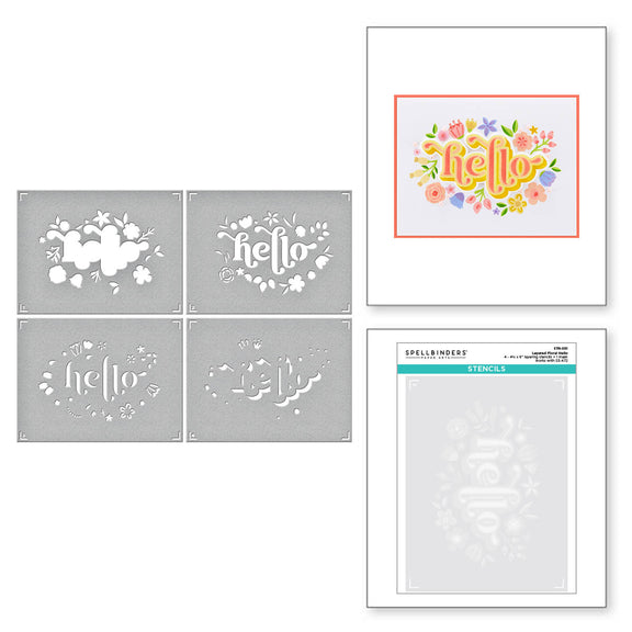 Layered Floral Hello - Craft Stencil