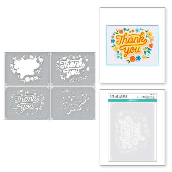 Layered Floral Thank You - Craft Stencil