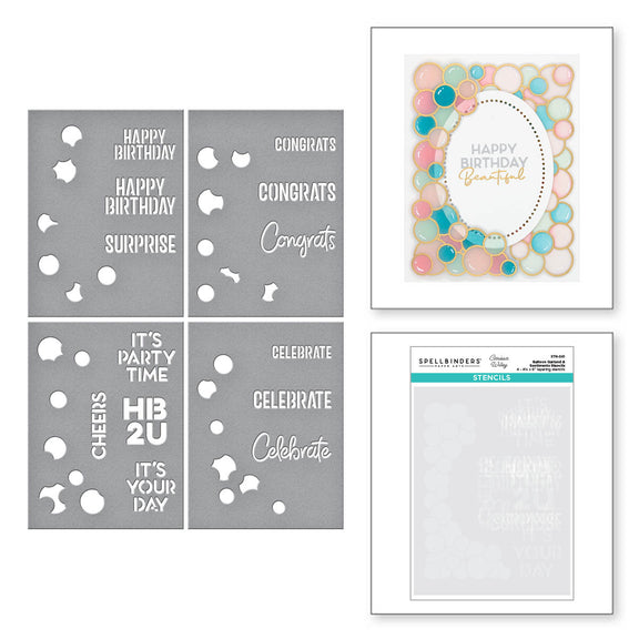 Balloon Garland & Sentiments - Craft Stencil