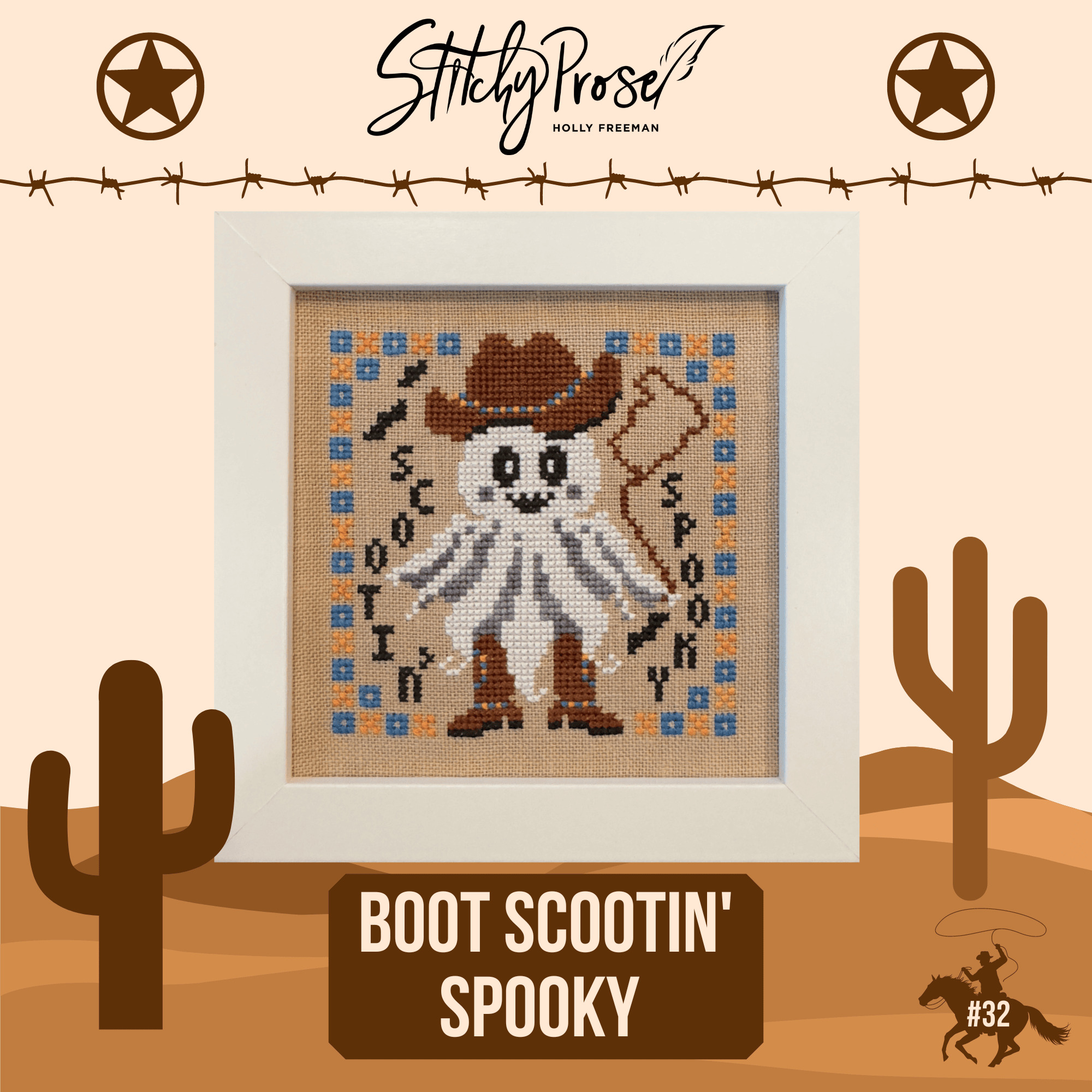 Boot Scootin Spooky - Halloween Cross Stitch Pattern