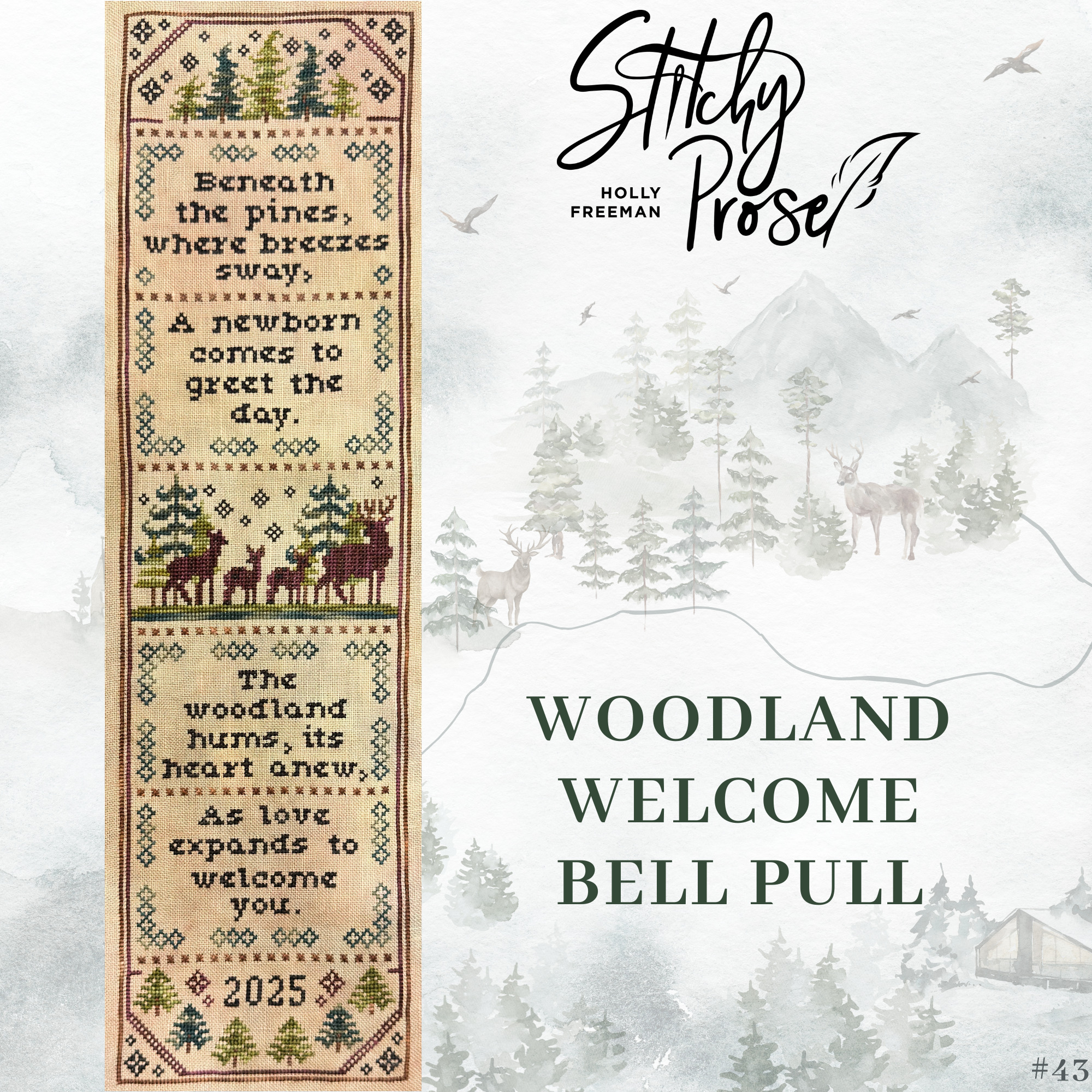 Woodland Welcome Bell Pull - Cross Stitch Pattern