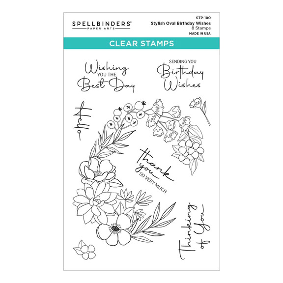 Stylish Oval Birthday Wishes - Clear Stamp Set