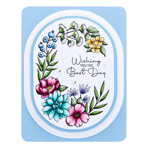 Stylish Oval Birthday Wishes - Clear Stamp Set