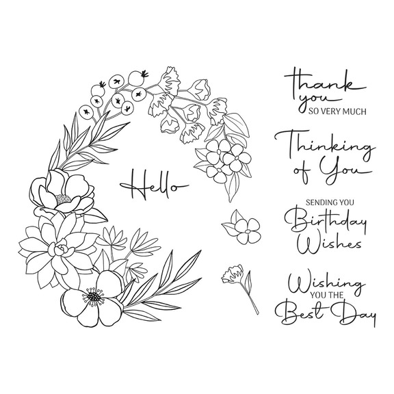 Stylish Oval Birthday Wishes - Clear Stamp Set