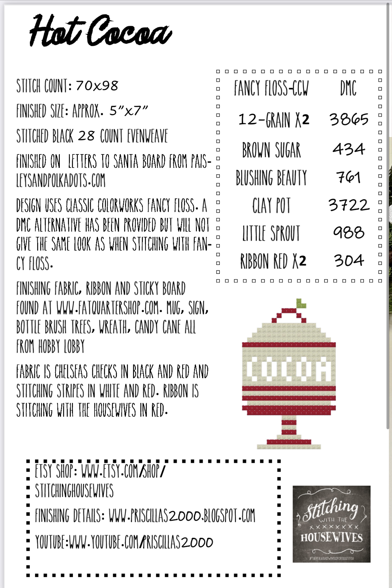 Hot Cocoa - Cross Stitch Pattern
