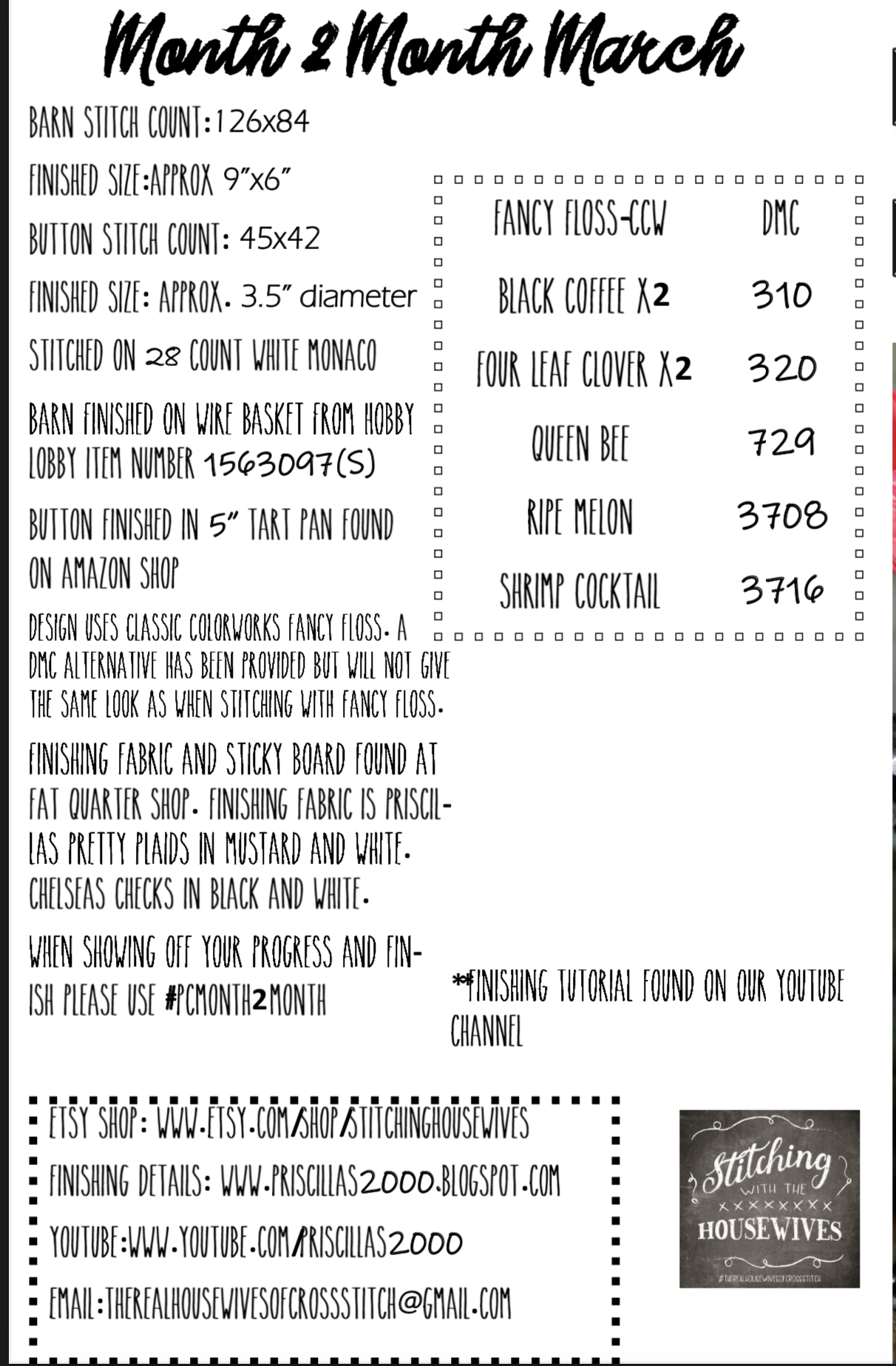Month 2 Month - March - Cross Stitch Pattern