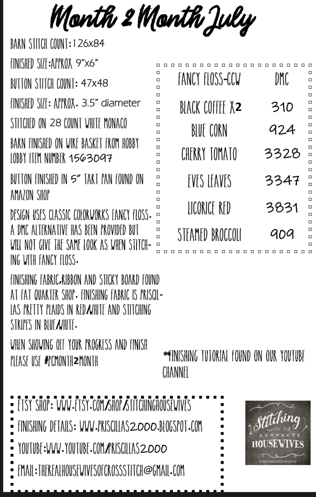 Month 2 Month July - Cross Stitch Pattern