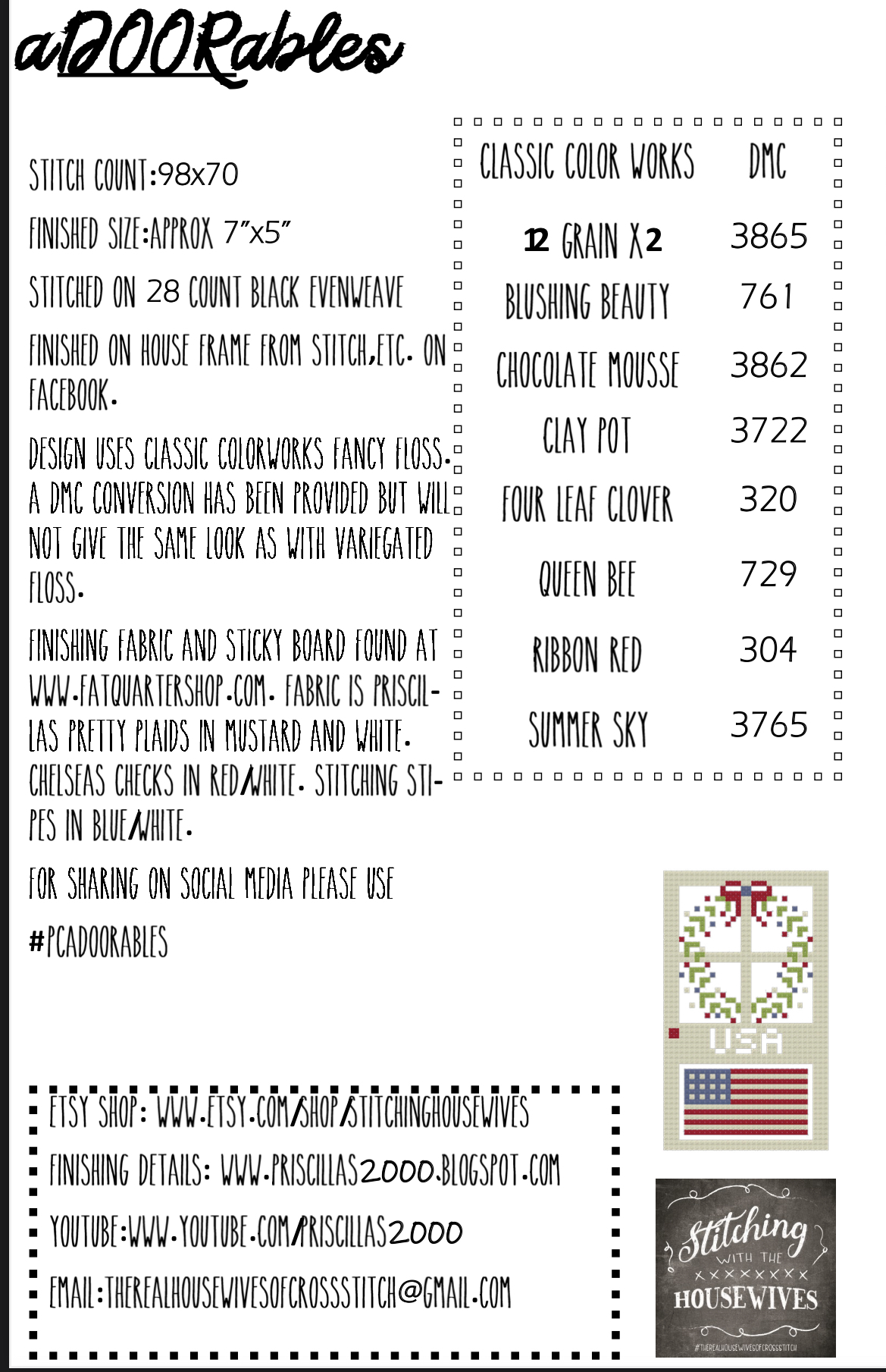 aDoorables Patriotic Pair - Cross Stitch Pattern