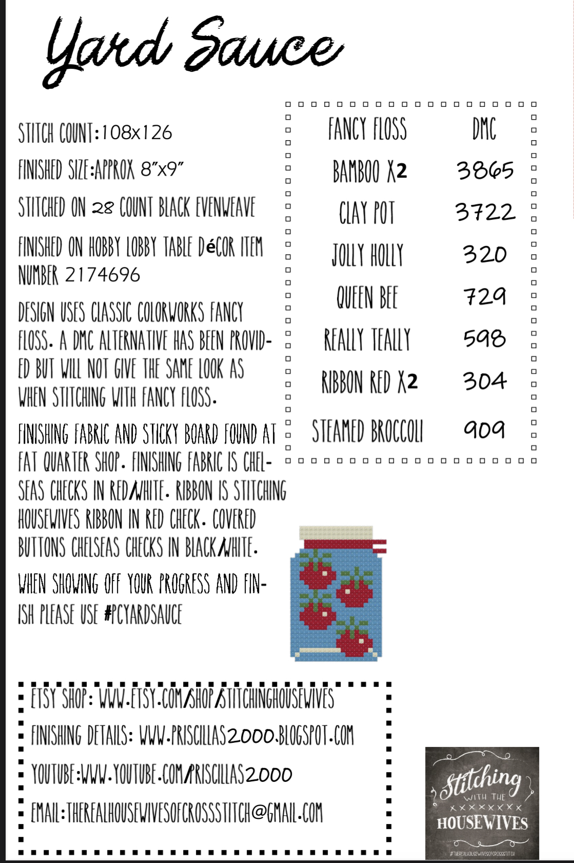 Yard Sauce - Cross Stitch Pattern
