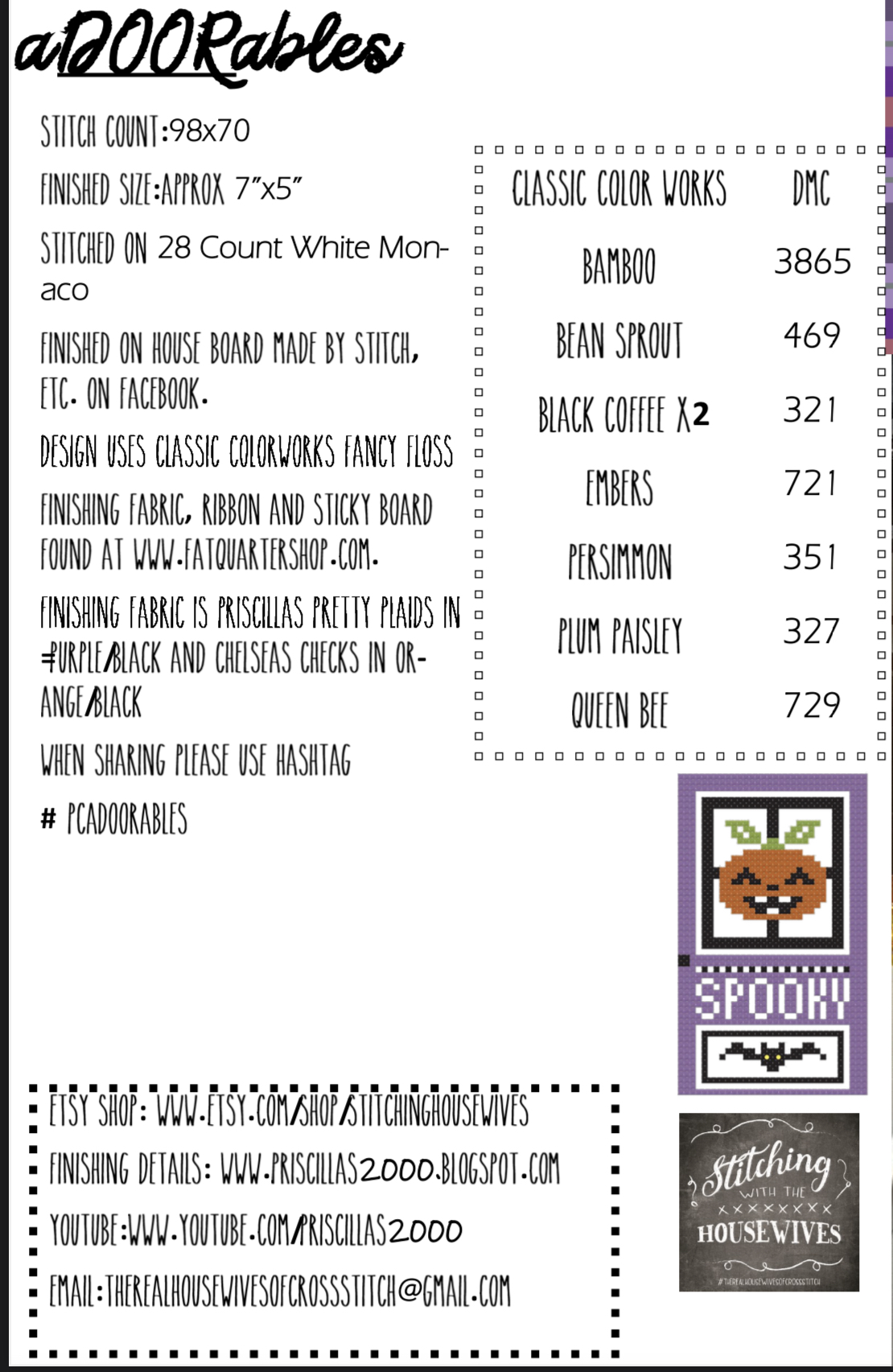 aDOORables - Halloween - Cross Stitch Pattern