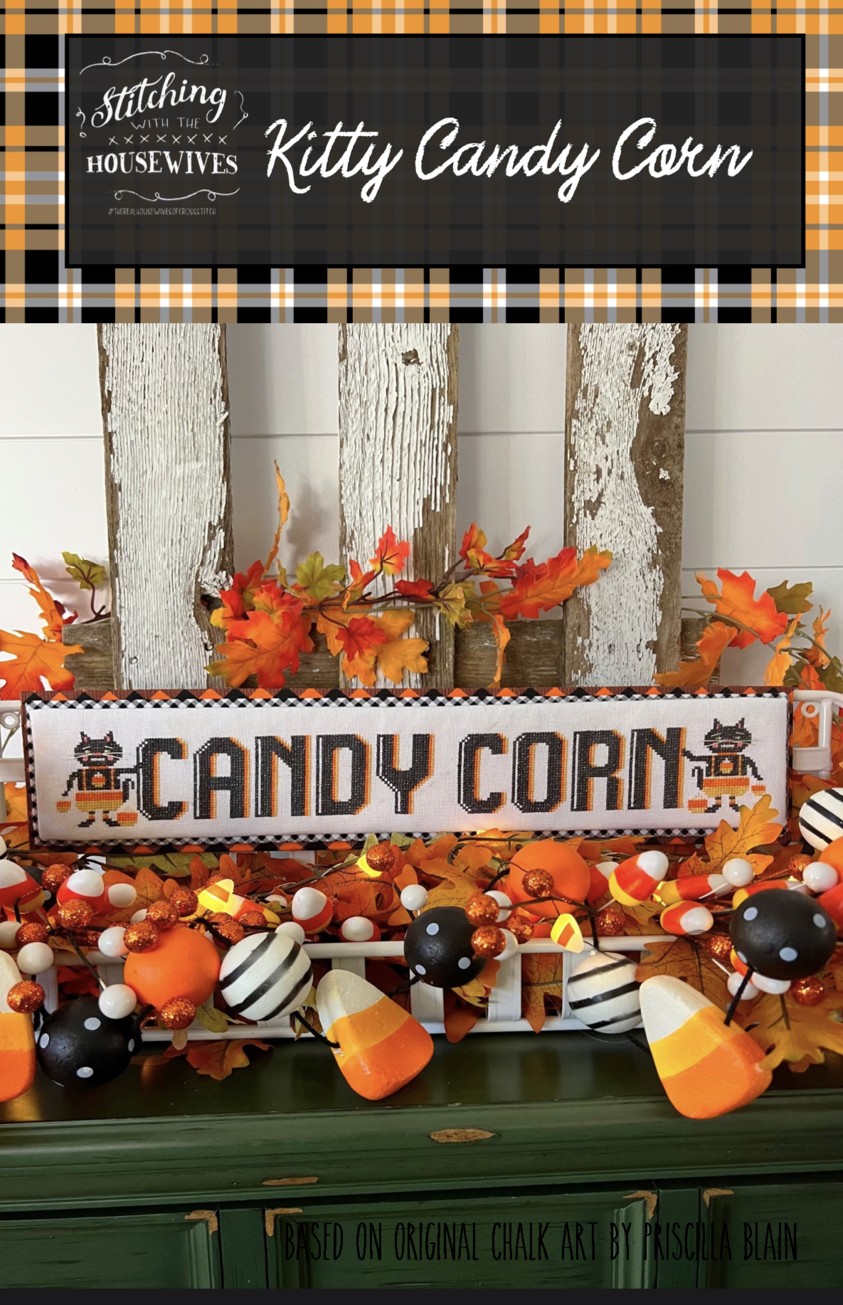 Kitty Candy Corn - Halloween - Cross Stitch Pattern