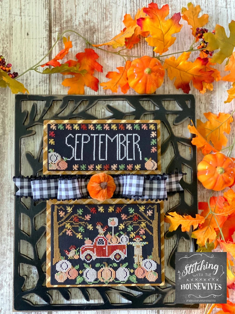 Truckin' Along September - Cross Stitch Pattern