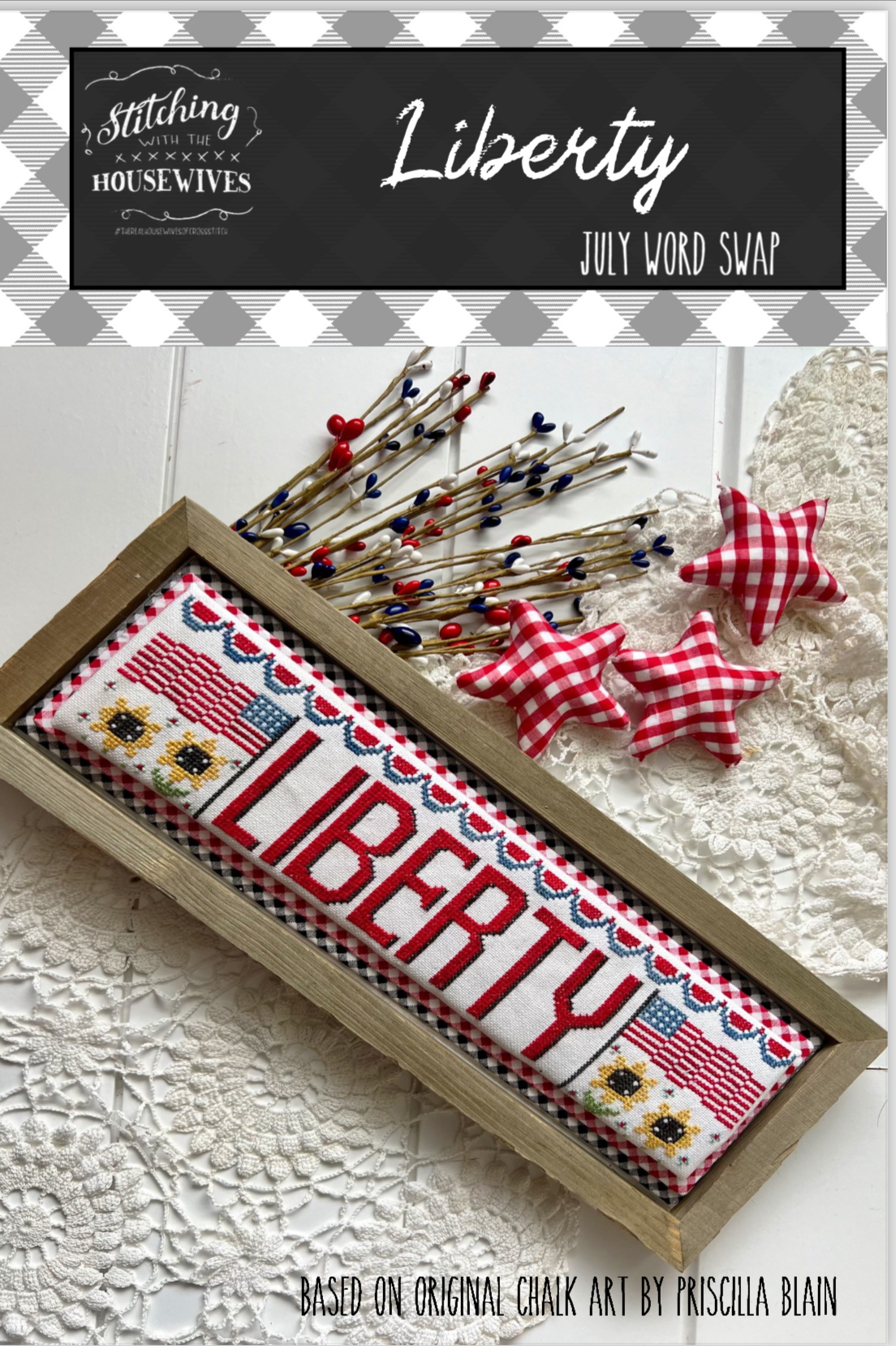Liberty - July Word Swap - Cross Stitch Pattern