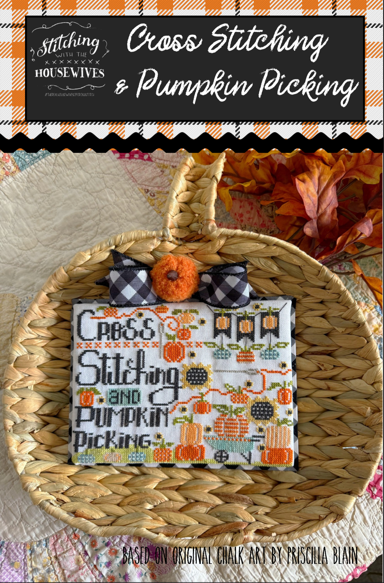 Cross Stitching And Pumpkin Picking - Cross Stitch Pattern