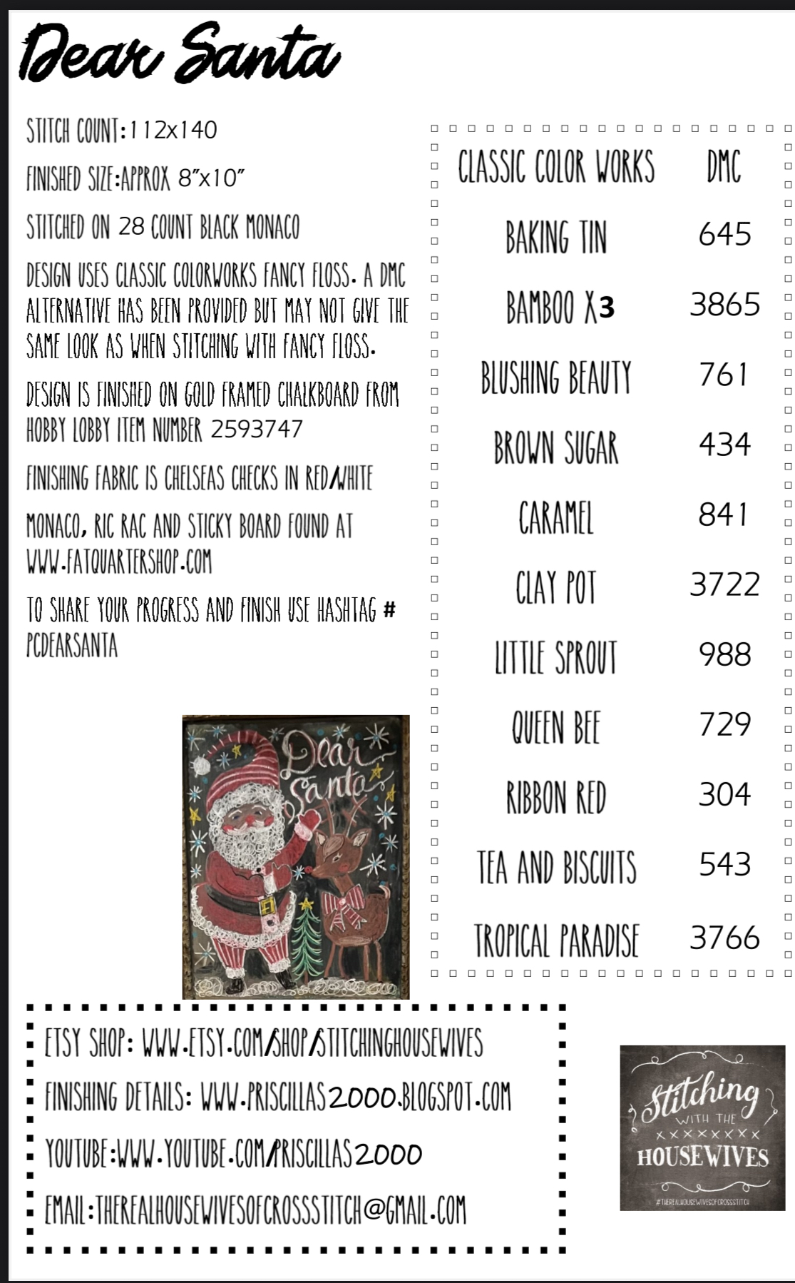 Dear Santa - Christmas Cross Stitch Pattern