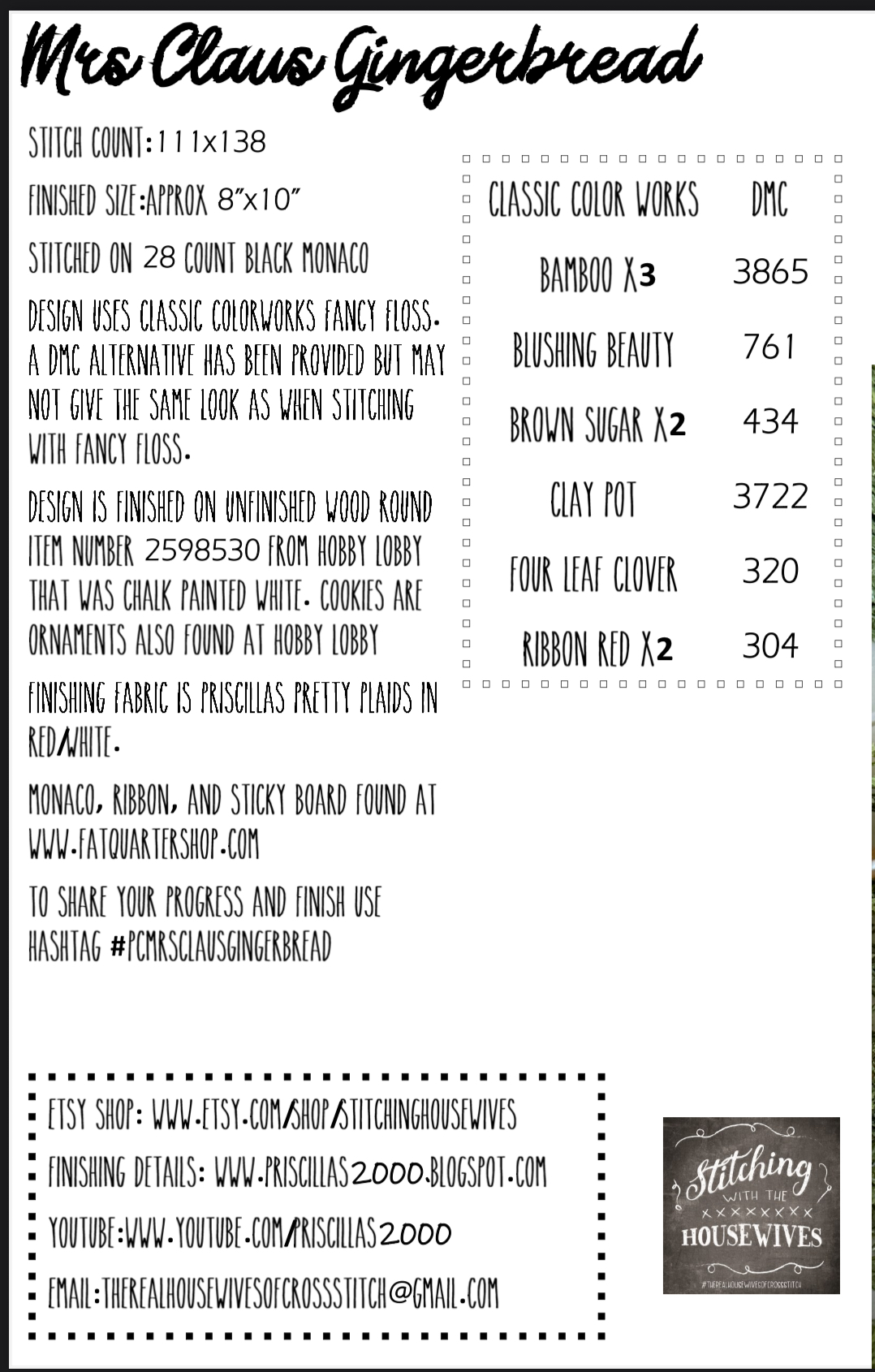 Mrs Claus-Kitchen Chalk - Christmas Cross Stitch