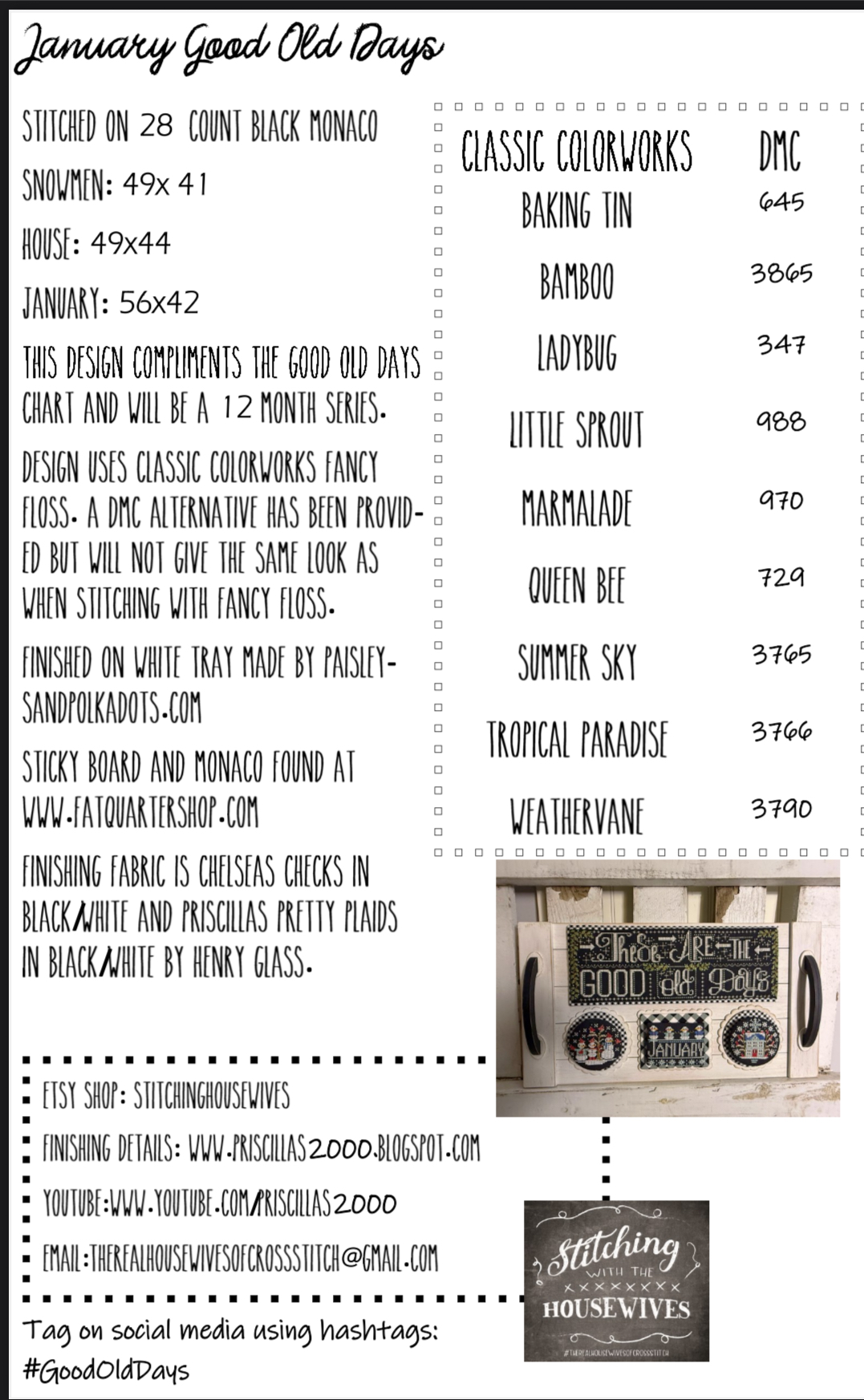 January Good Old Days Mini - Cross Stitch