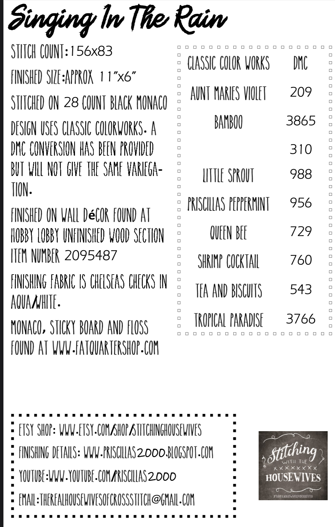 Singing In The Rain - Cross Stitch Pattern