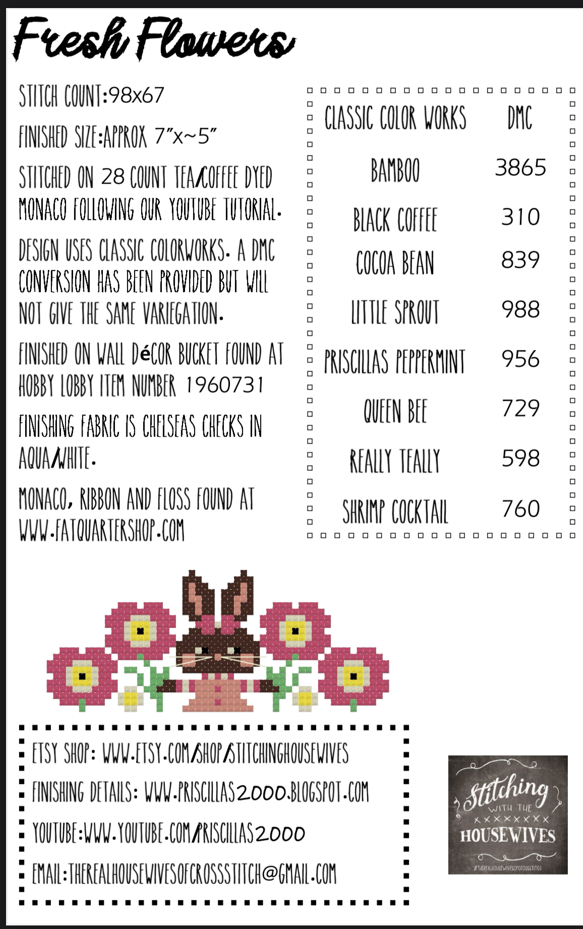 Fresh Flowers - Cross Stitch Pattern