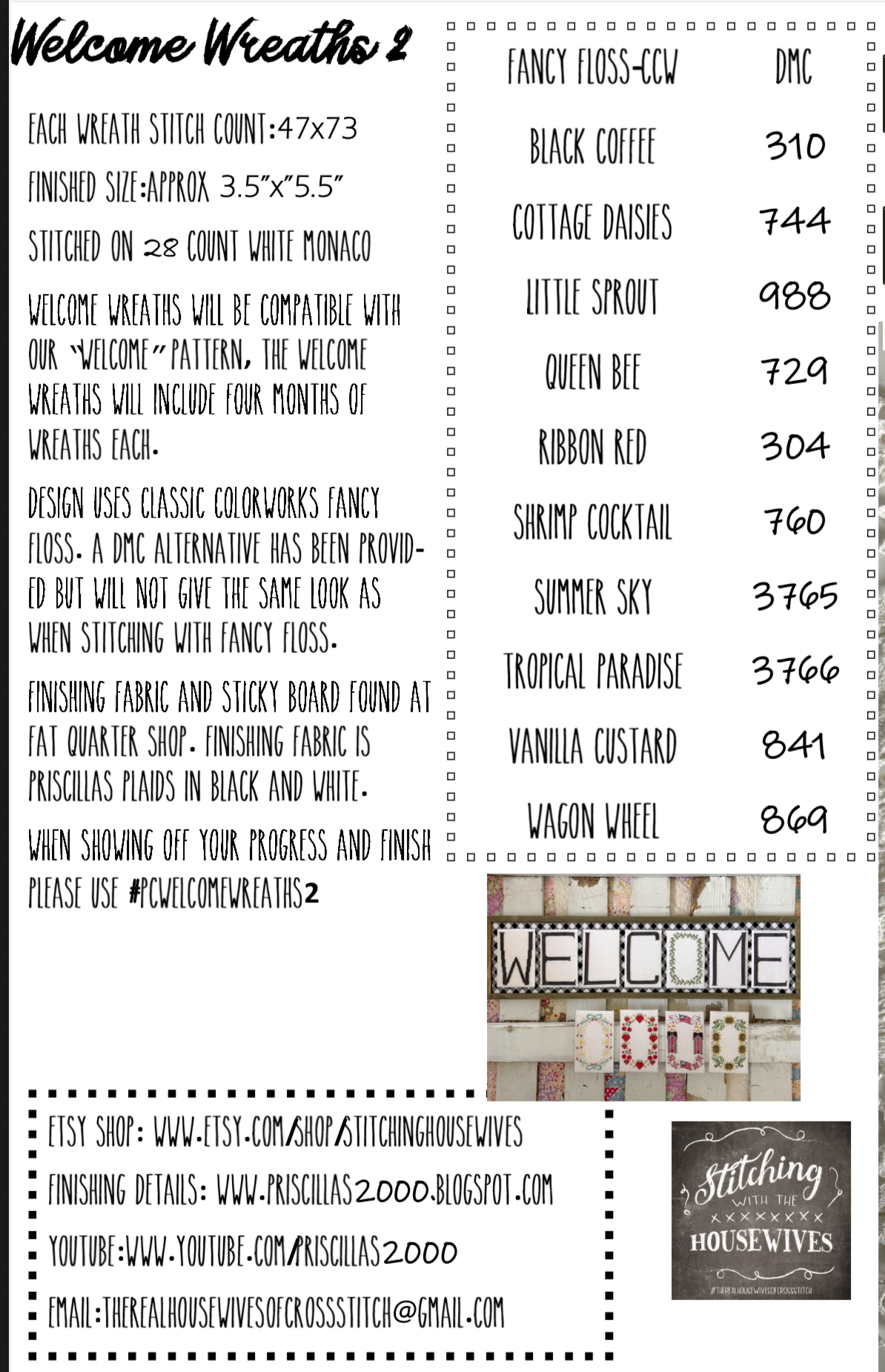 Welcome Wreaths 2 - Patriotic Cross Stitch Pattern