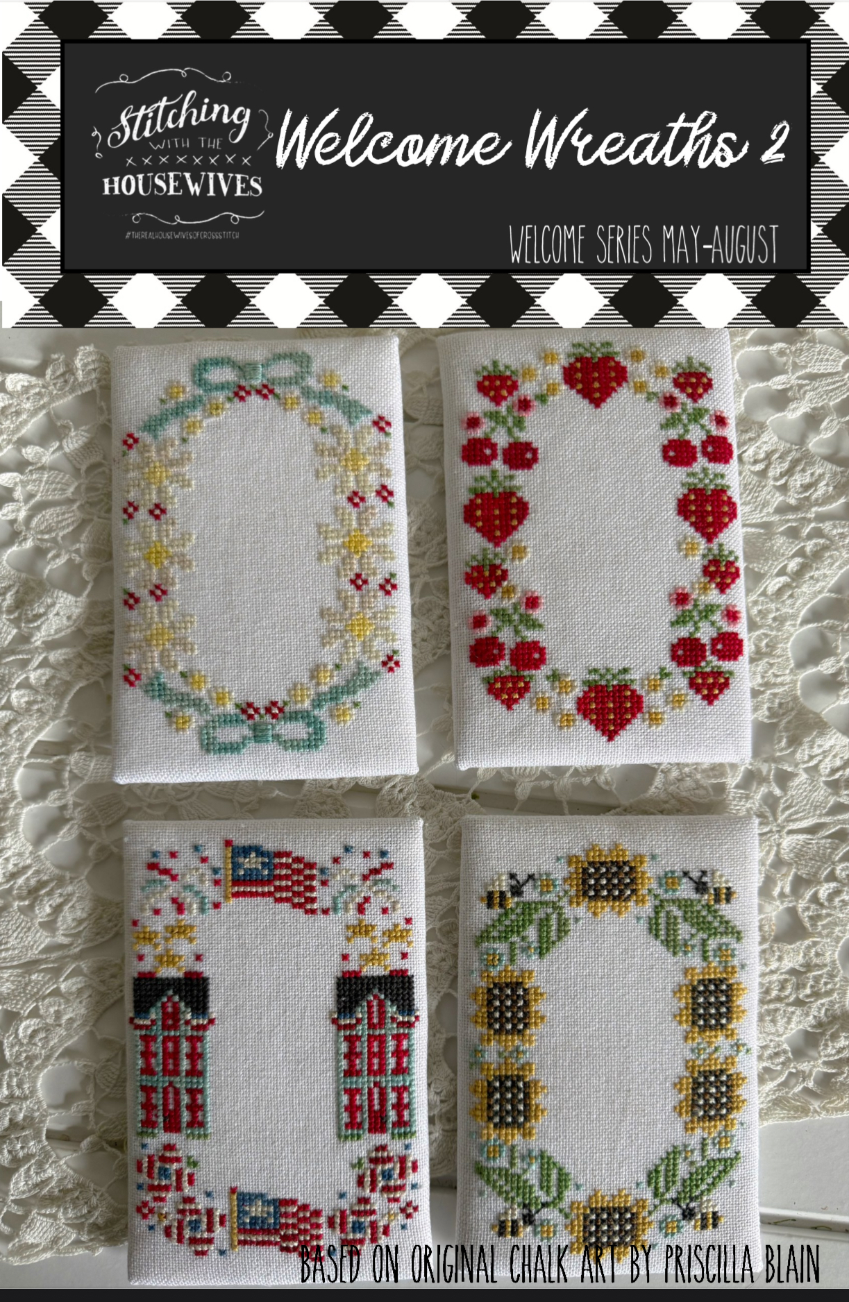Welcome Wreaths 2 - Patriotic Cross Stitch Pattern