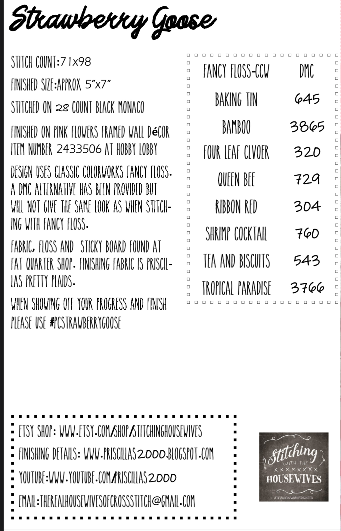 Strawberry Goose - Cross Stitch Pattern