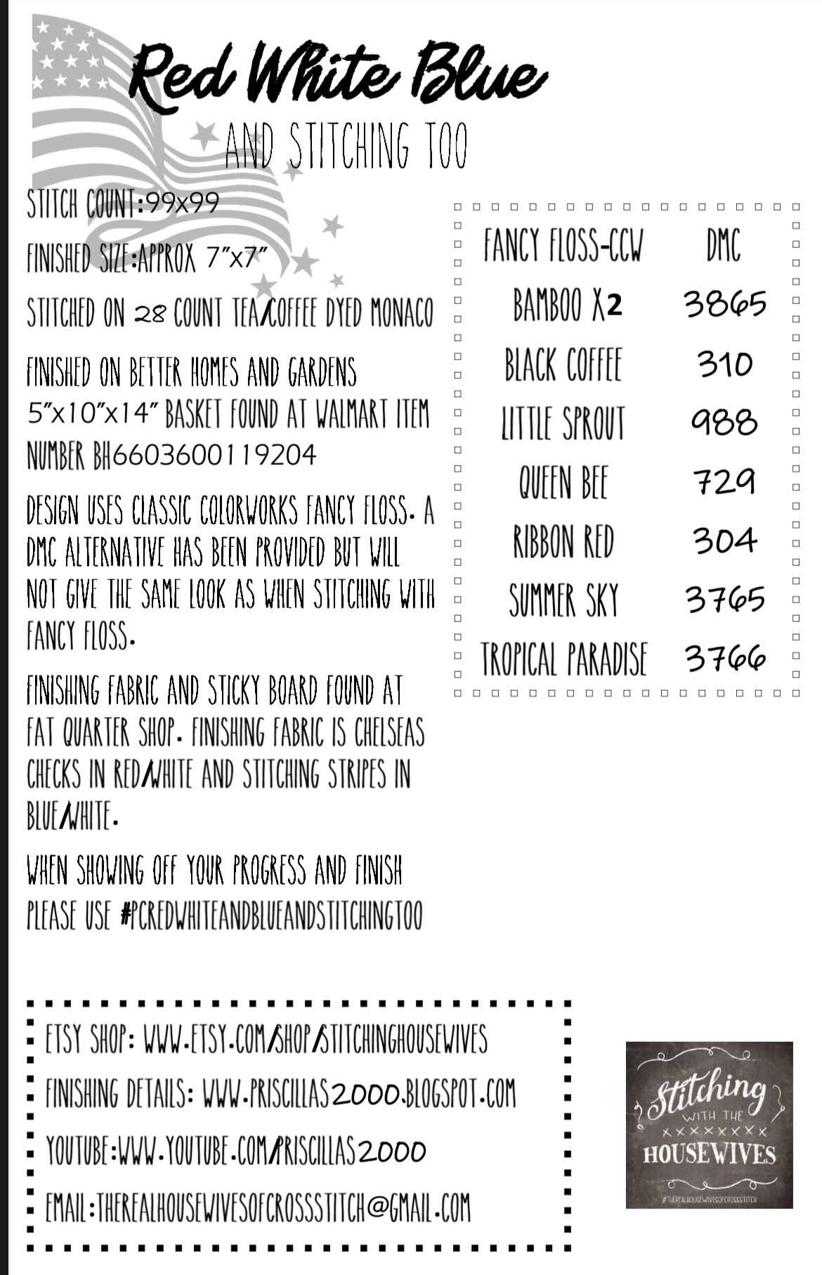 Red White Blue and Stitching Too - Patriotic Cross Stitch