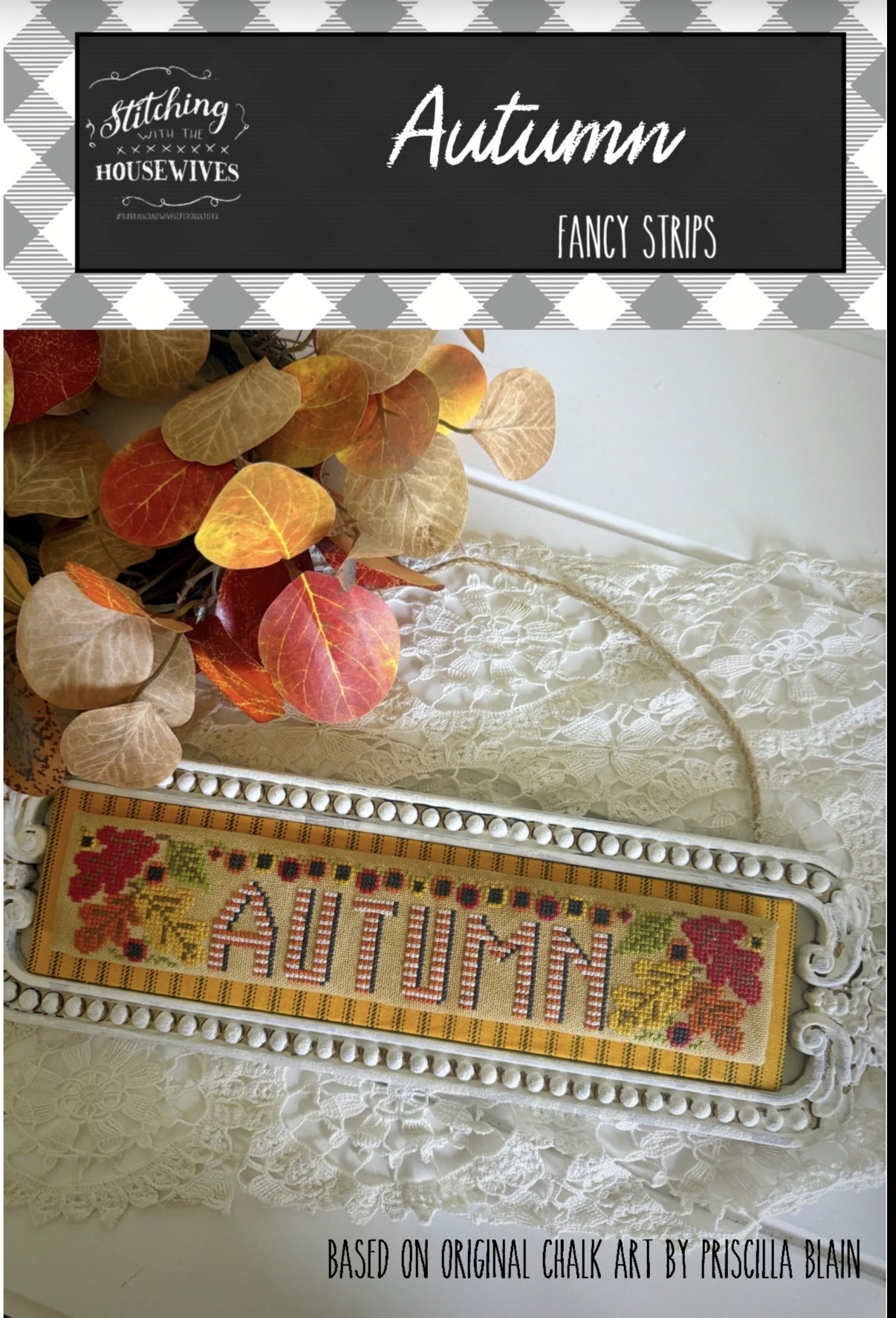 Fancy Strips: Autumn - Cross Stitch Pattern, zoomed in. Select this picture to zoom back out.