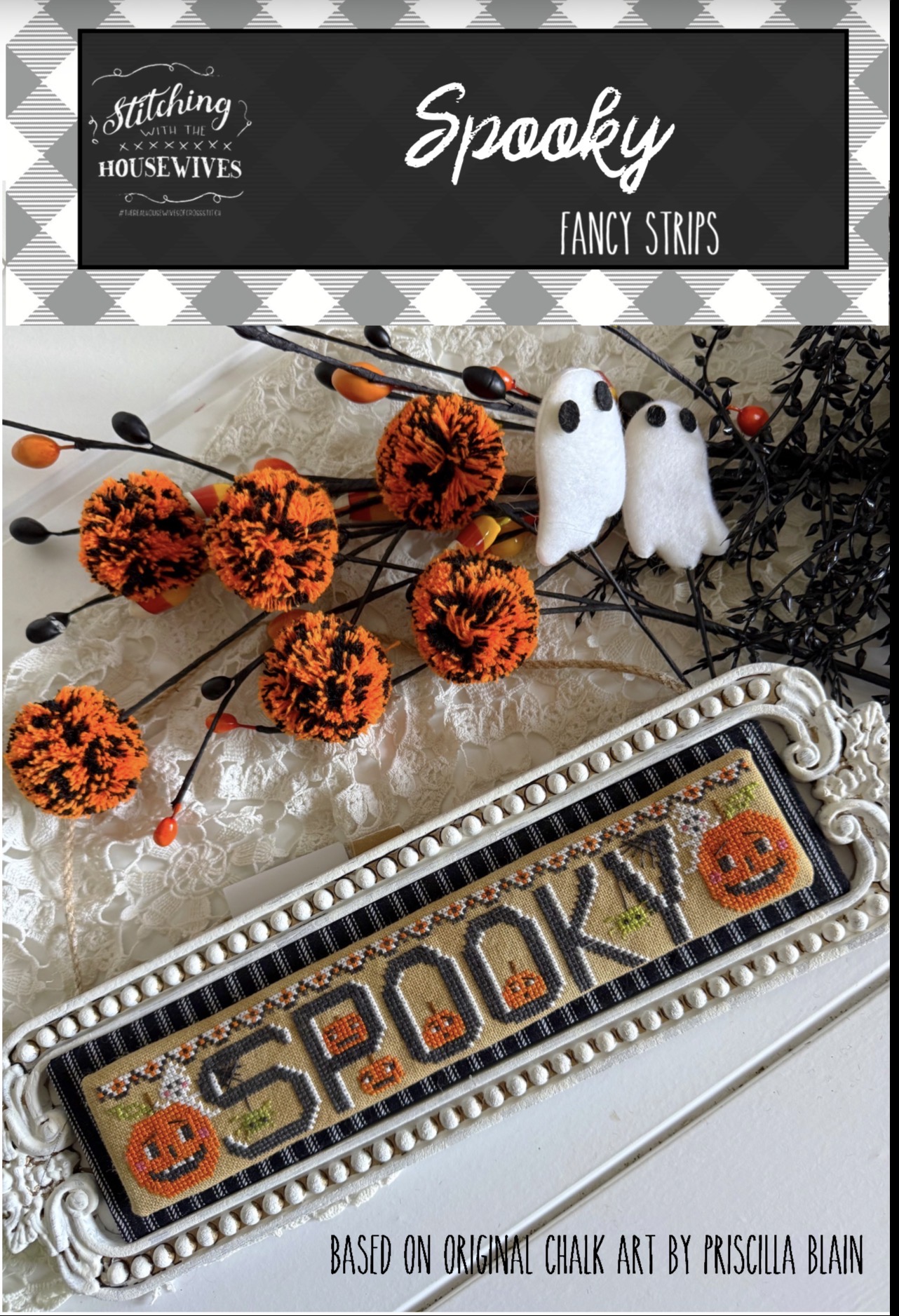 Fancy Strips: Spooky - Halloween Cross Stitch Pattern, zoomed in. Select this picture to zoom back out.