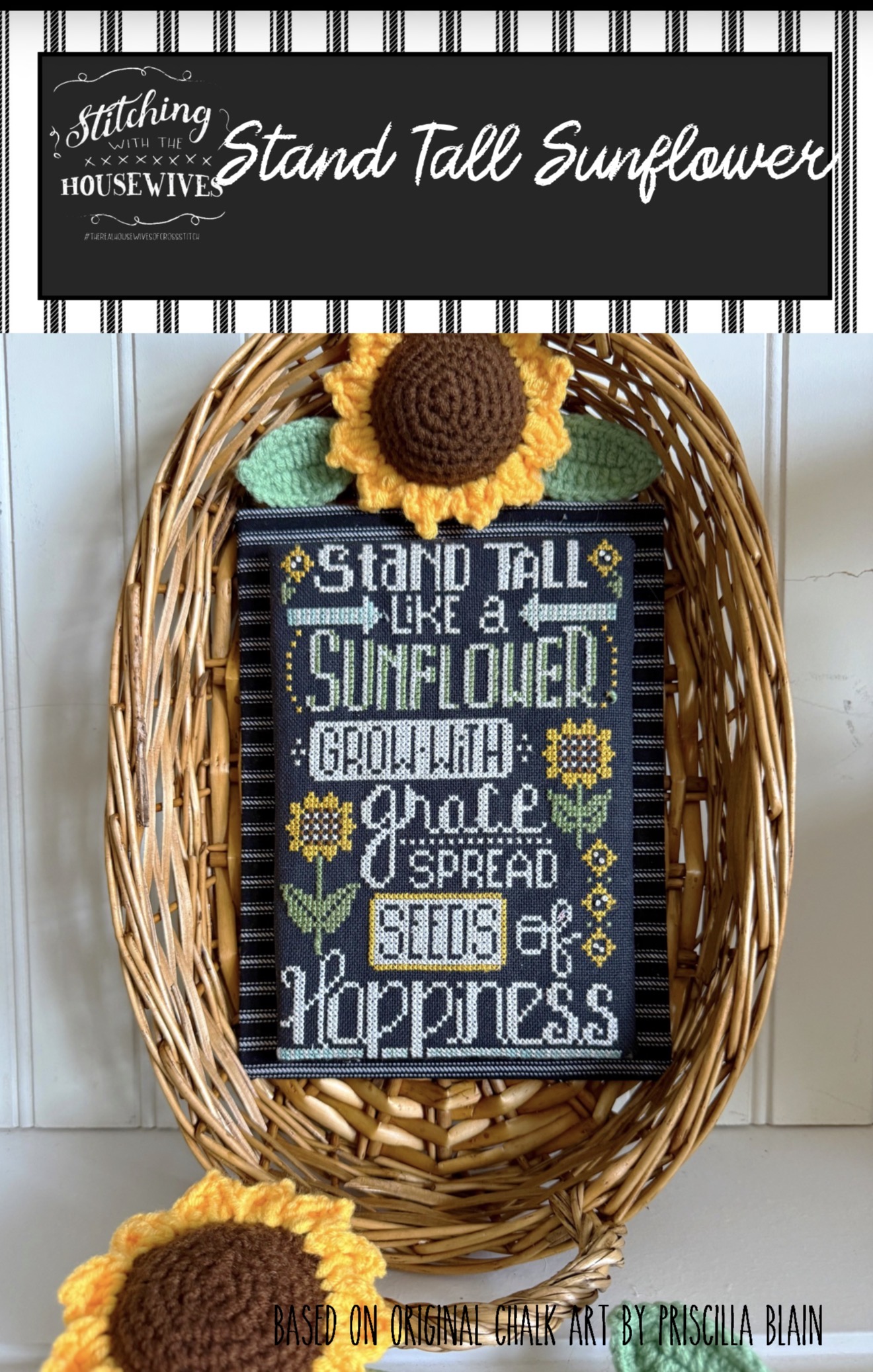 Stand Tall Sunflower - Cross Stitch Pattern, zoomed in. Select this picture to zoom back out.