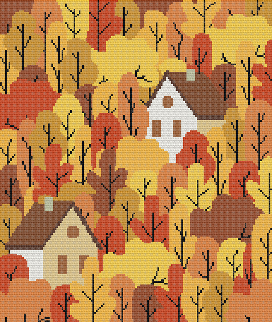 Autumn Village - Cross Stitch Pattern
