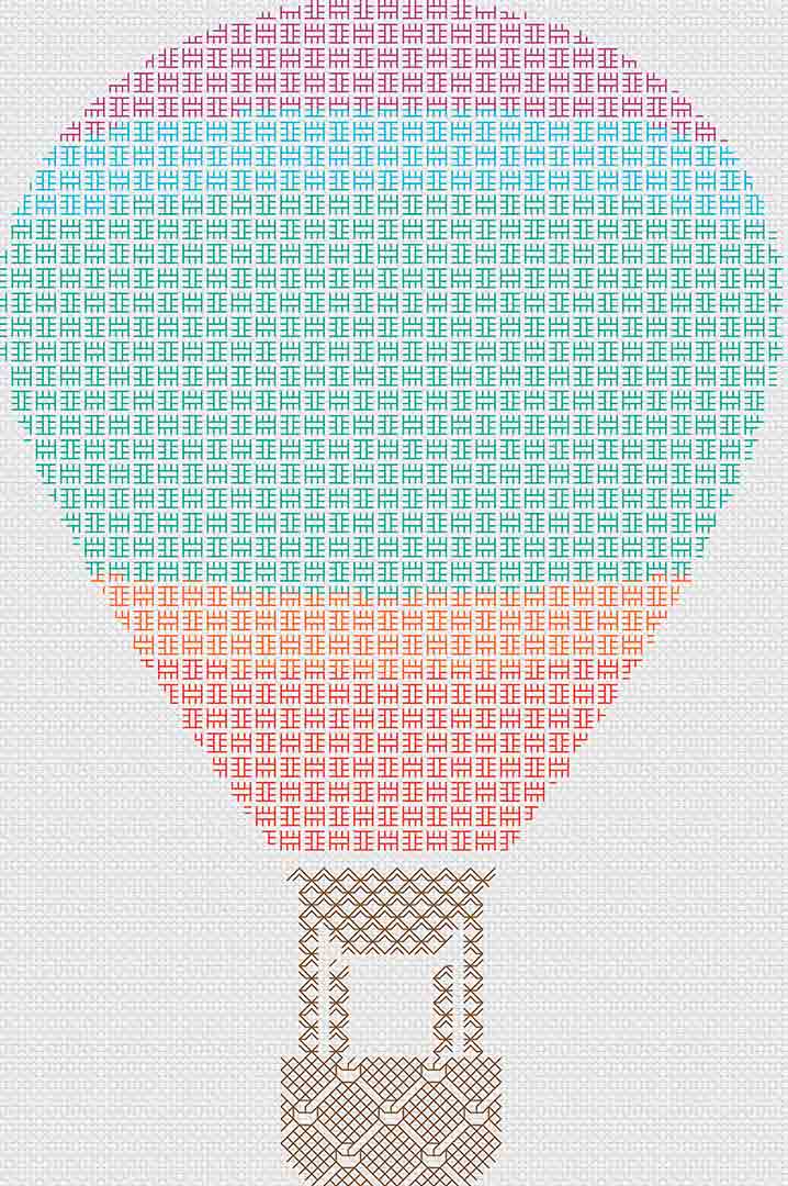 Blackwork Hot Air Balloon - Cross Stitch Pattern