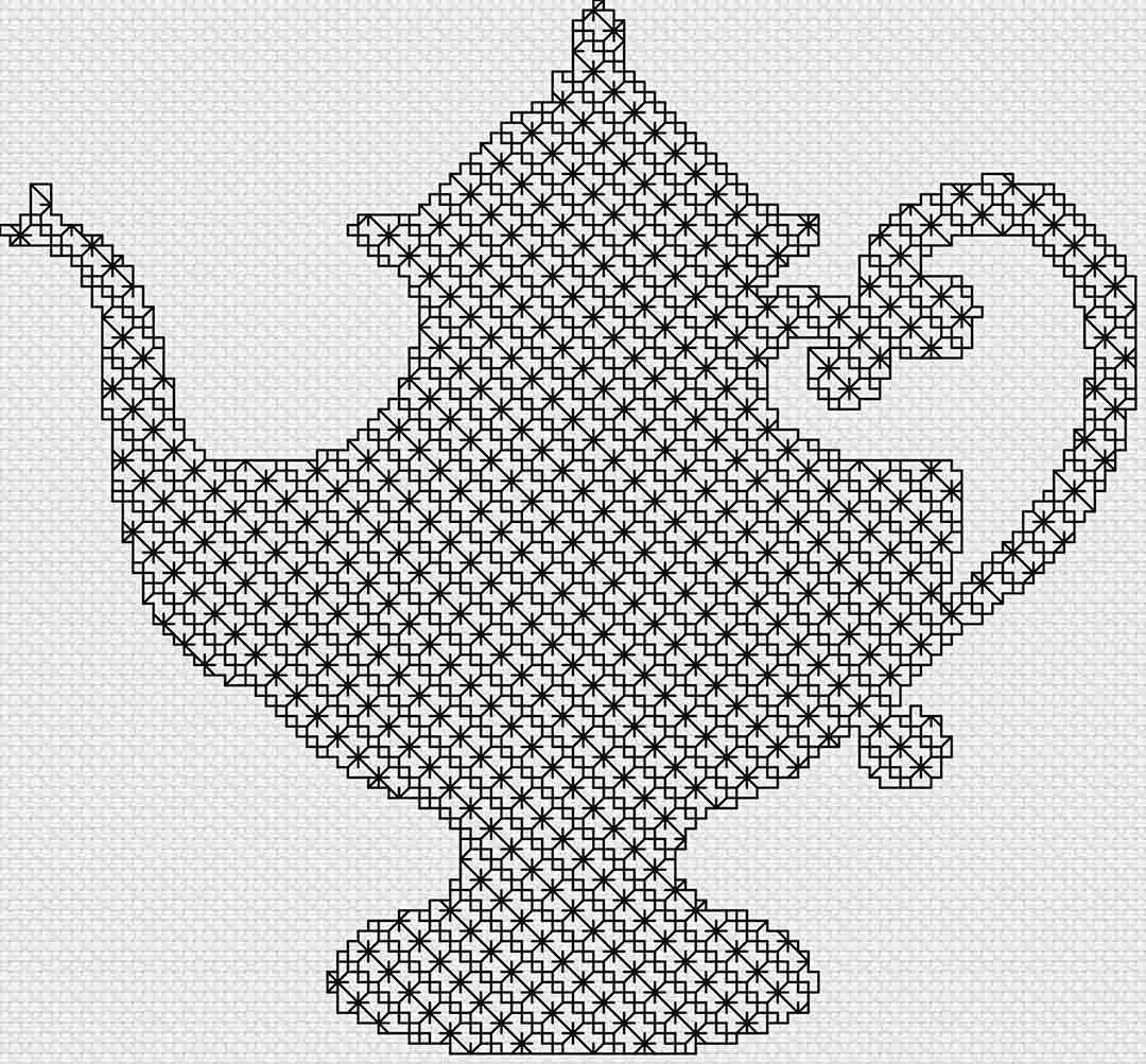Blackwork Teapot - Cross Stitch Pattern