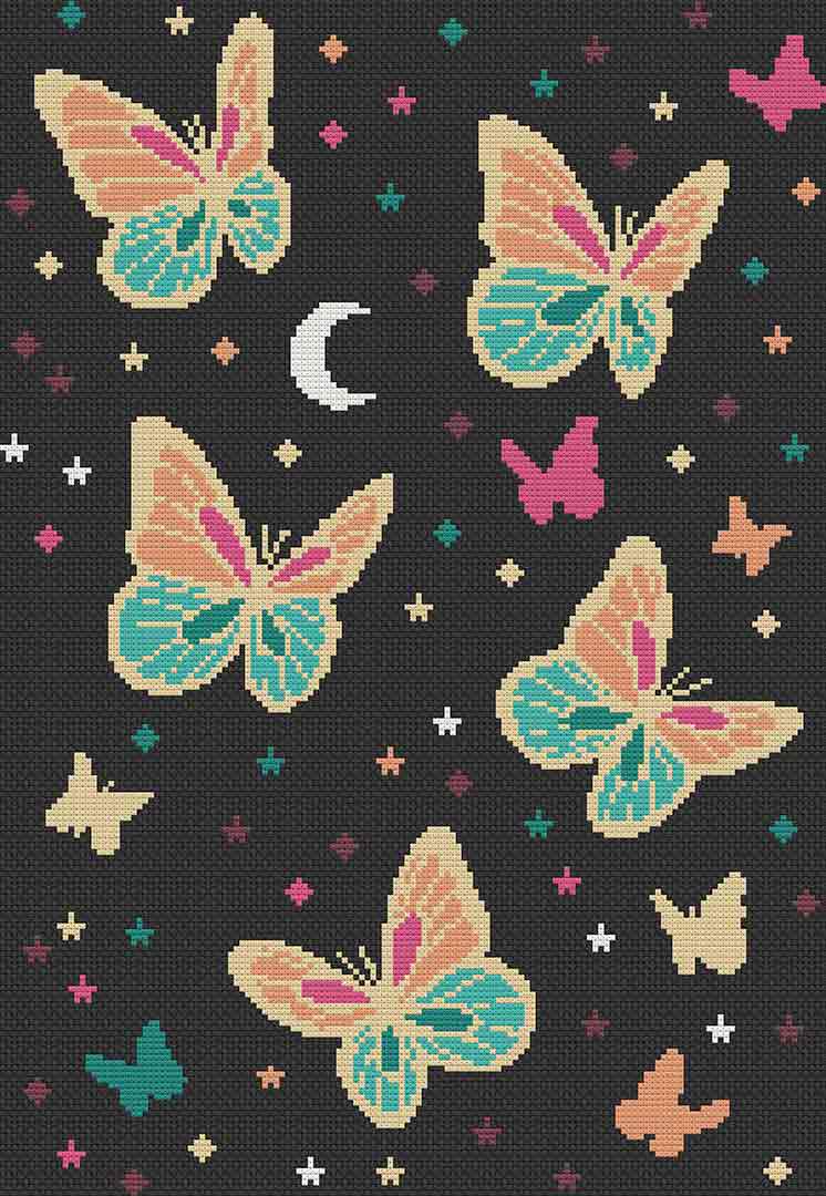 Butterflies At Night - Cross Stitch Pattern