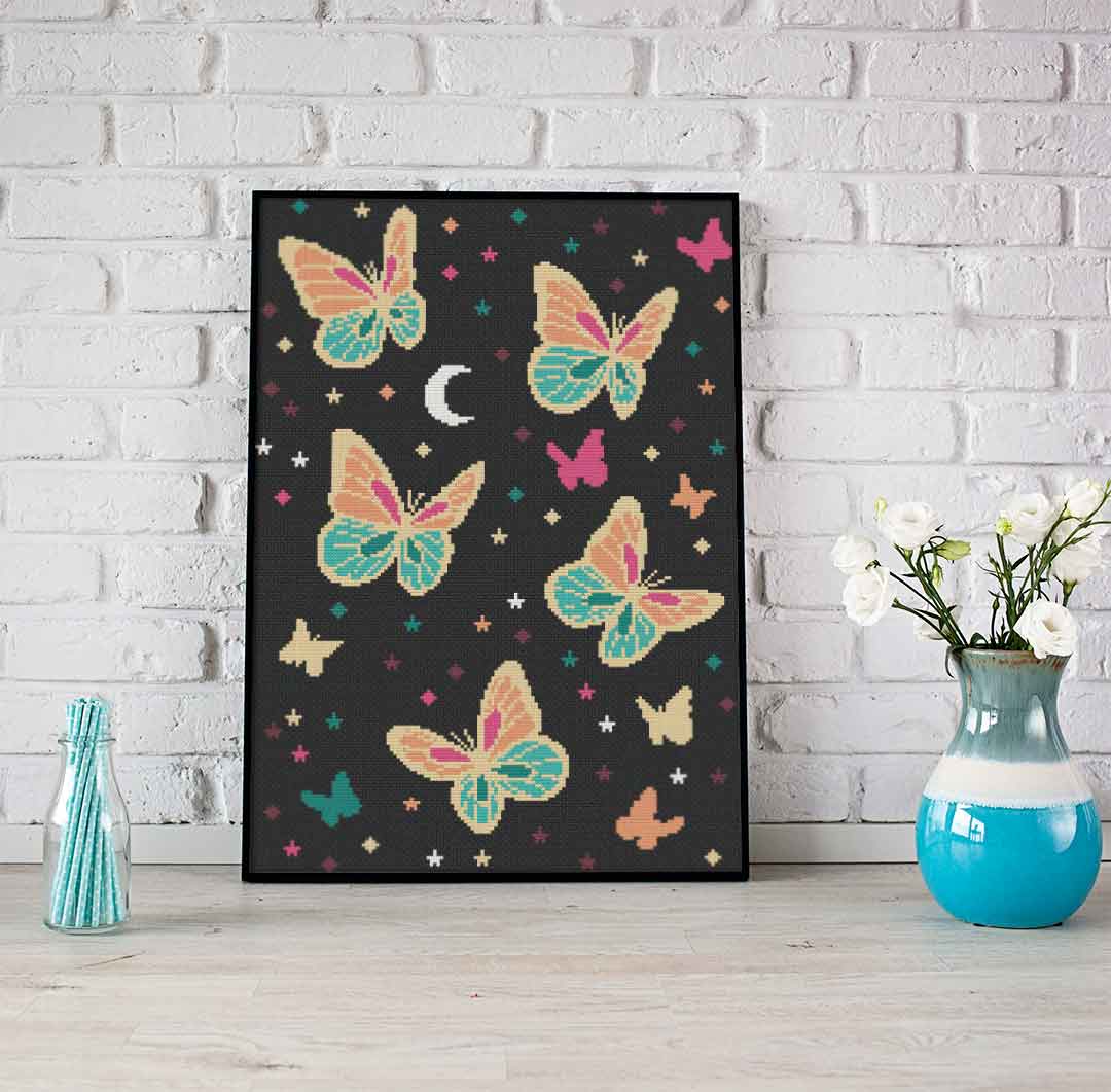 Butterflies At Night - Cross Stitch Pattern
