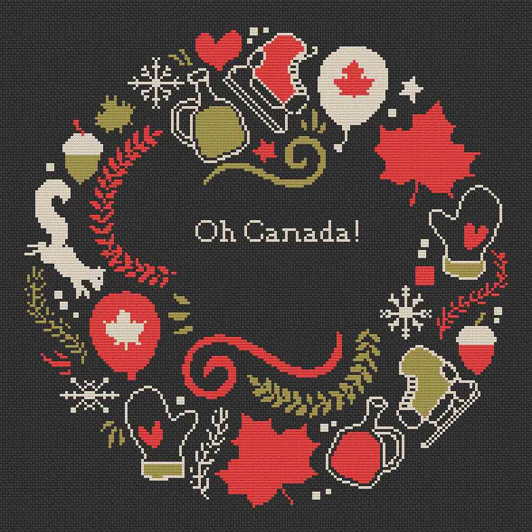 Canada Day Wreath - Cross Stitch Pattern