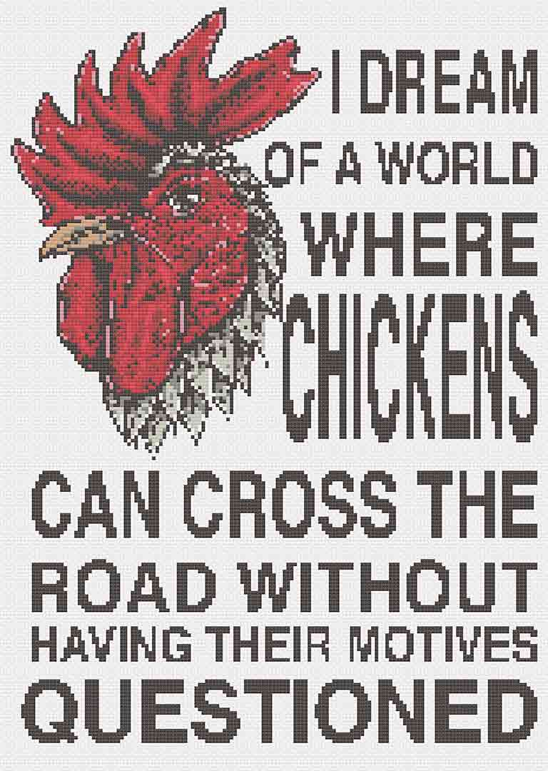 Chickens Crossing Roads - Cross Stitch Pattern