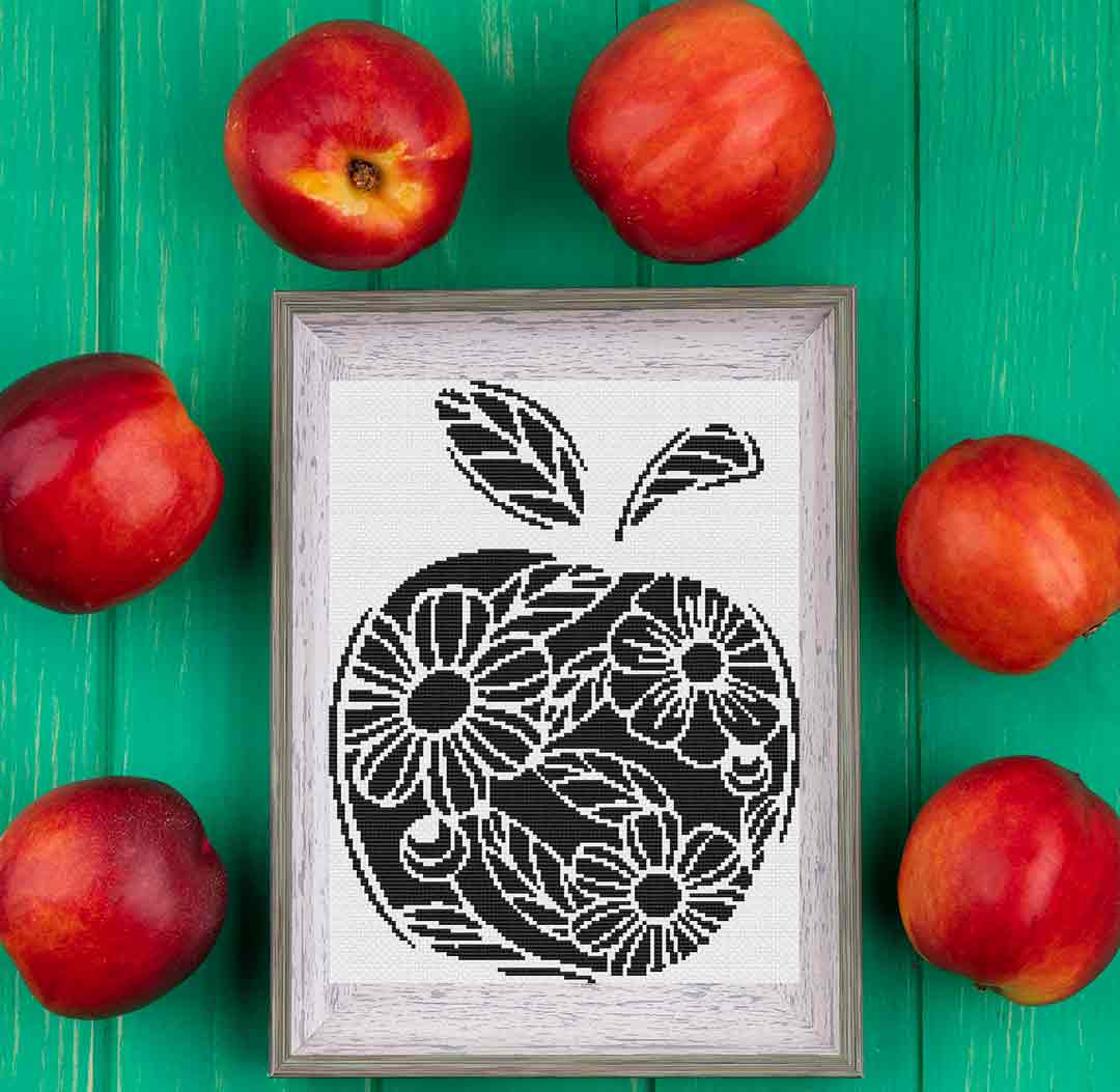 Flowers N Apple - Cross Stitch Pattern