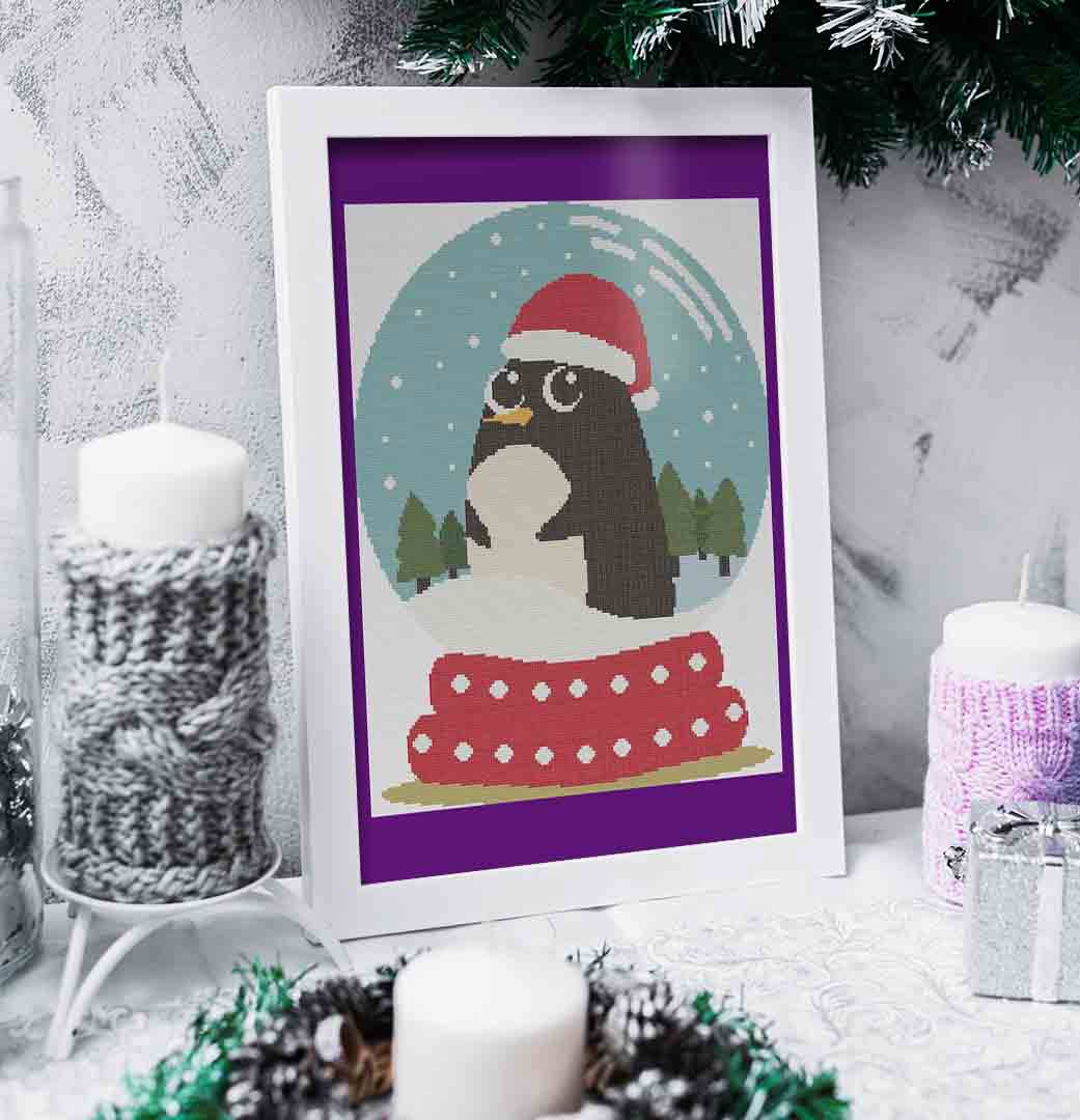 Joyful Penguin - Christmas Cross Stitch Pattern