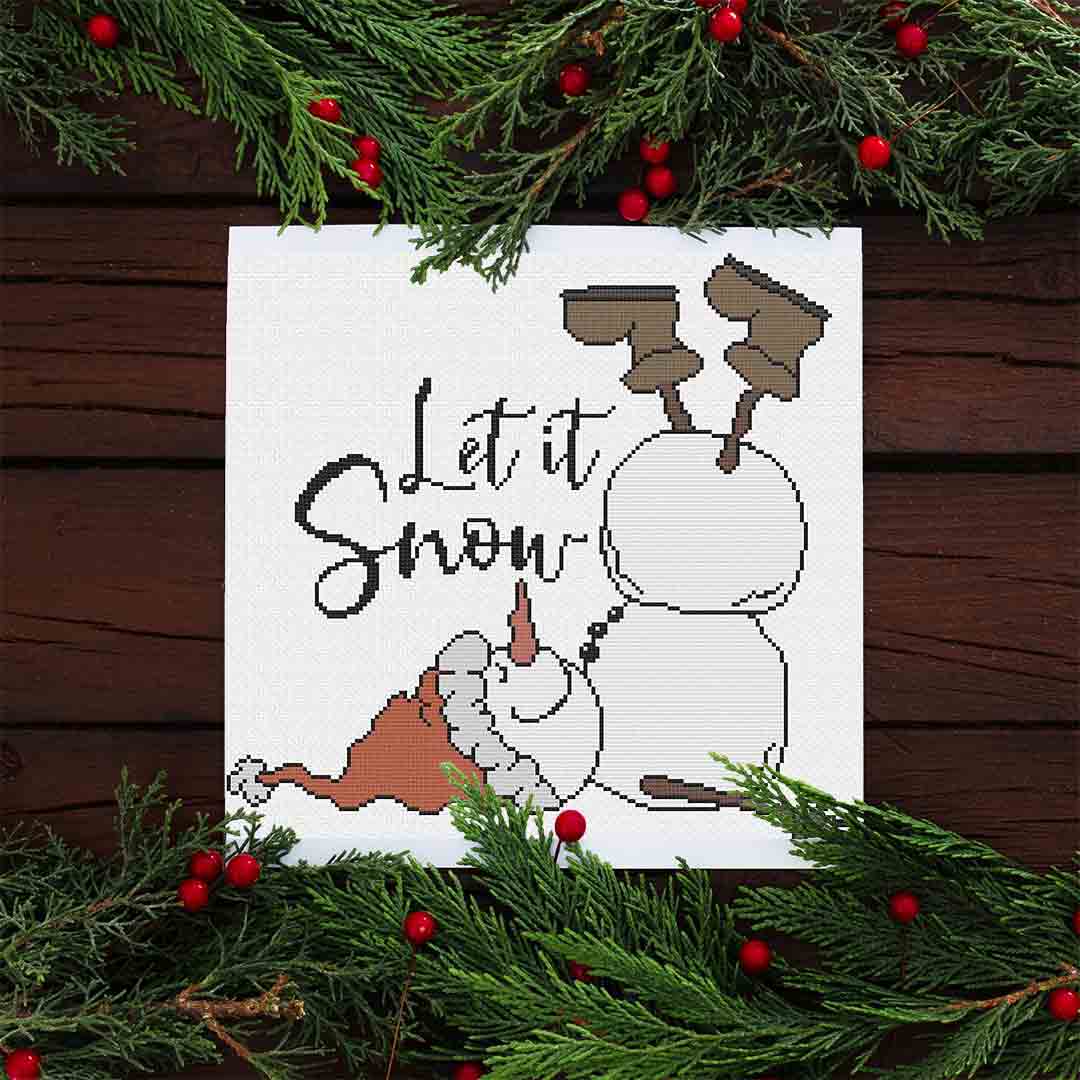 Lazy Snowman - Christmas Cross Stitch Pattern