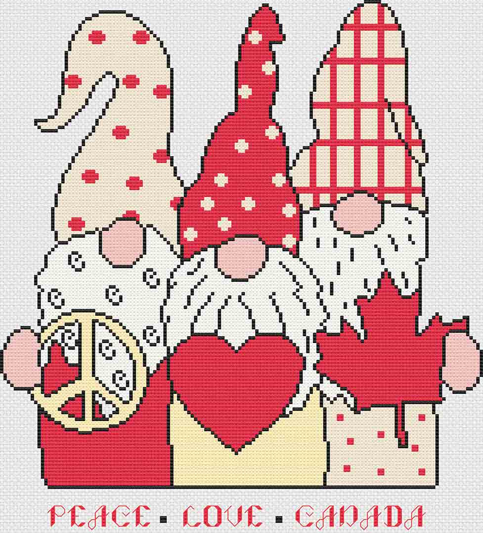 Peace Love Canada - Cross Stitch Pattern