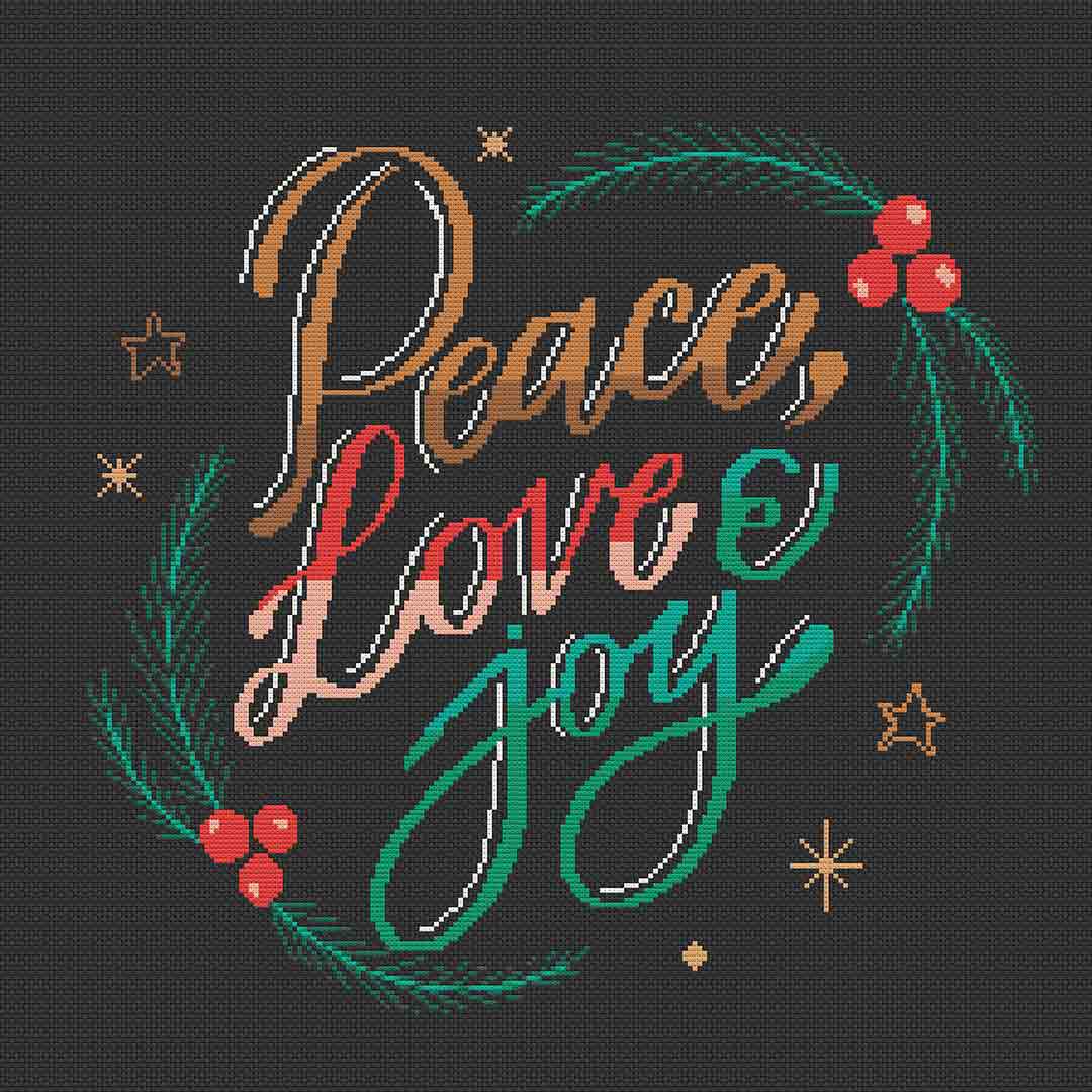 Peace Love Joy - Christmas Cross Stitch Pattern