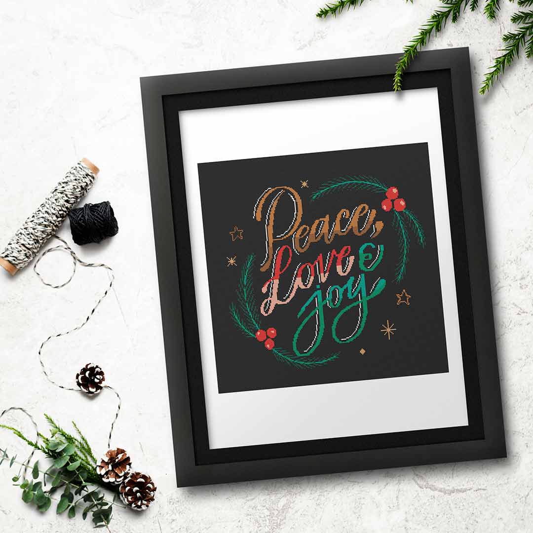 Peace Love Joy - Christmas Cross Stitch Pattern