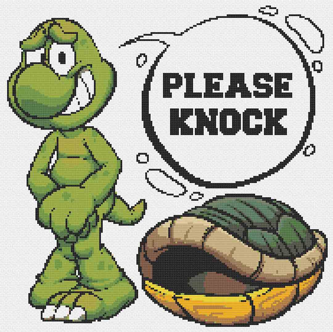 Please Knock - Cross Stitch Pattern