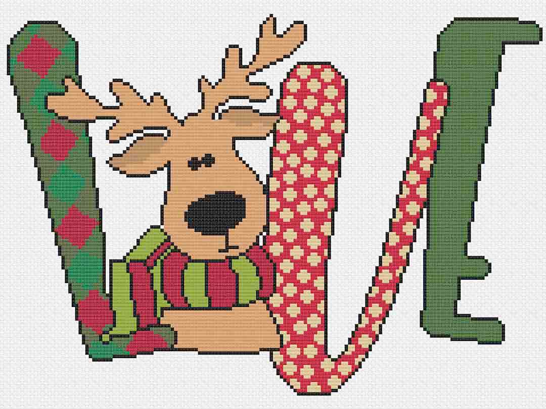 Reindeer Love - Christmas Cross Stitch Pattern